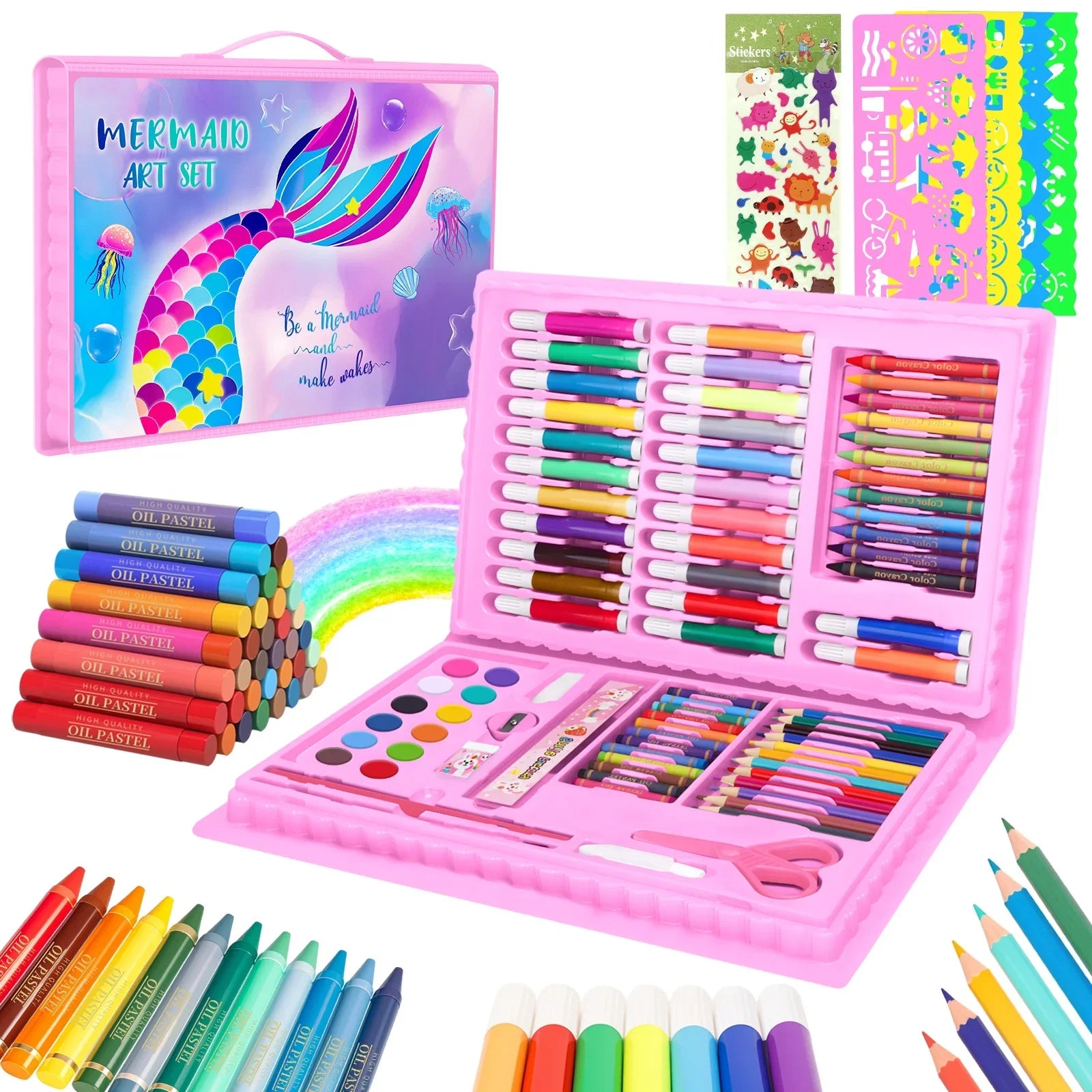 Buy The Best By Artsulli - Art is Long Life Short - 100+ Piece Drawing Kit: Mermaid Craft Supplies with Washable Markers - Non-Toxic Set