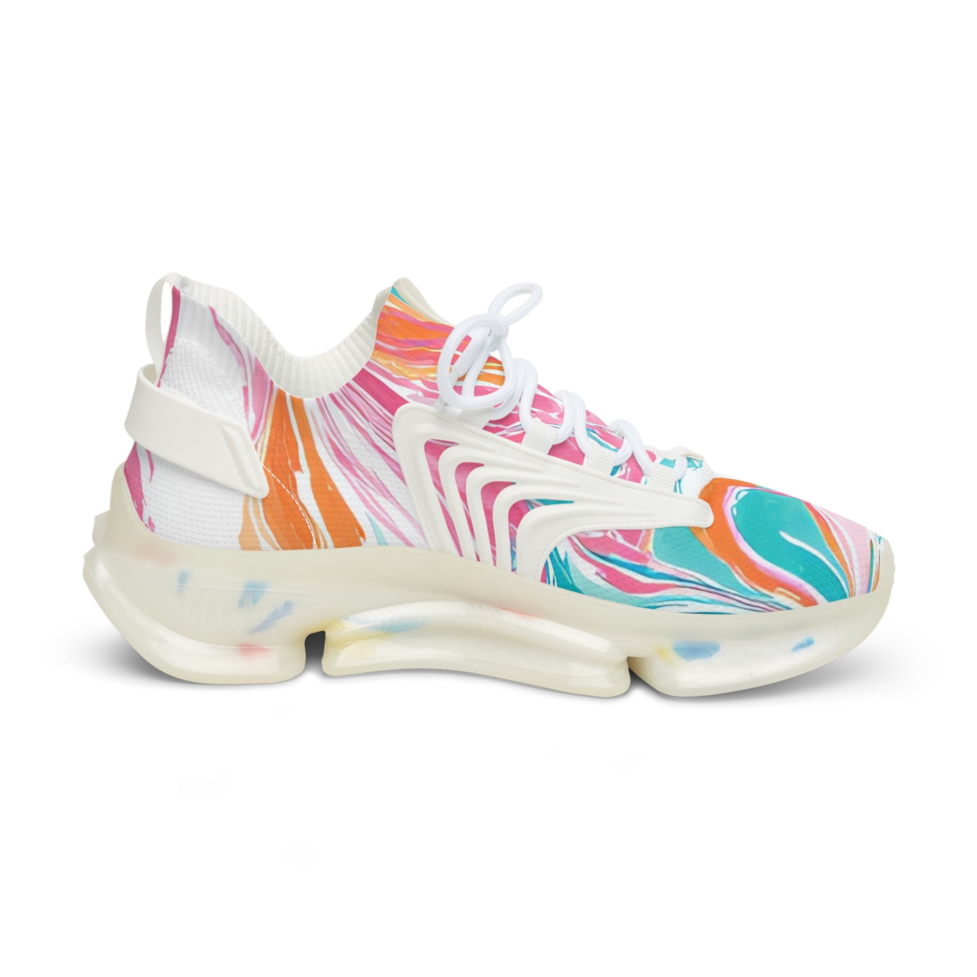 Liquid Pastel Spill Multi-Color Men's Mesh Sneakers, Artsulli - Art is Long, Life is Short, Shoes, , , , , , , 