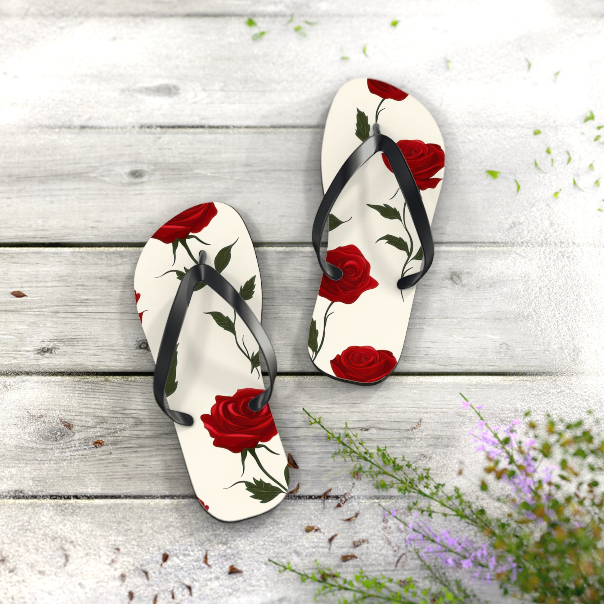 Red Roses Flip Flops, Artsulli - Art is Long, Life is Short, Shoes, , , , , , , 