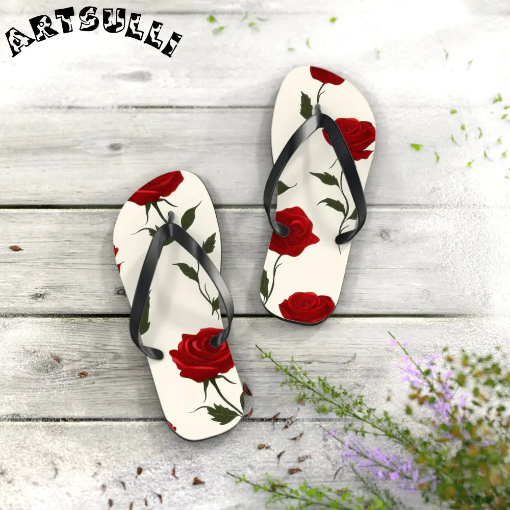 JAKKOUTTHEBXX Red Roses Flip Flops JAKKOUTTHEBXX Artsulli - Art