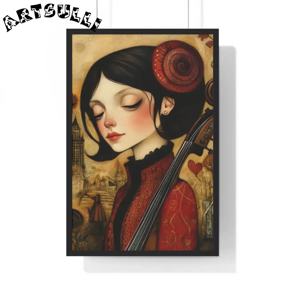 Woman With A Violin II Vertical Framed Poster, Artsulli - Art is Long, Life is Short, Poster, Size, 20" x 30", Color, Black, , , 25504412394283828646