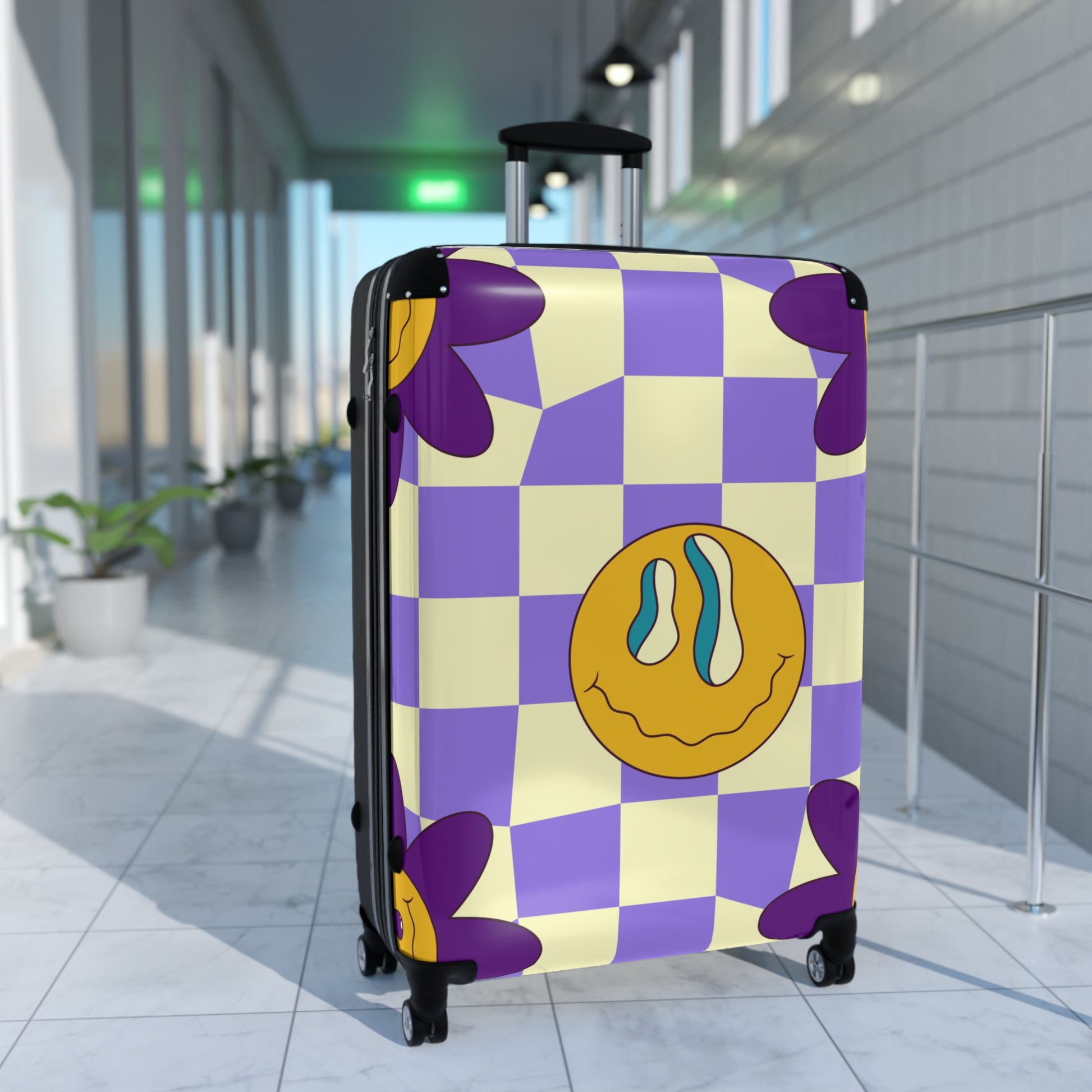 Trippy Flower Power Motifs Suitcase, Artsulli - Art is Long, Life is Short, Bags, , , , , , , 