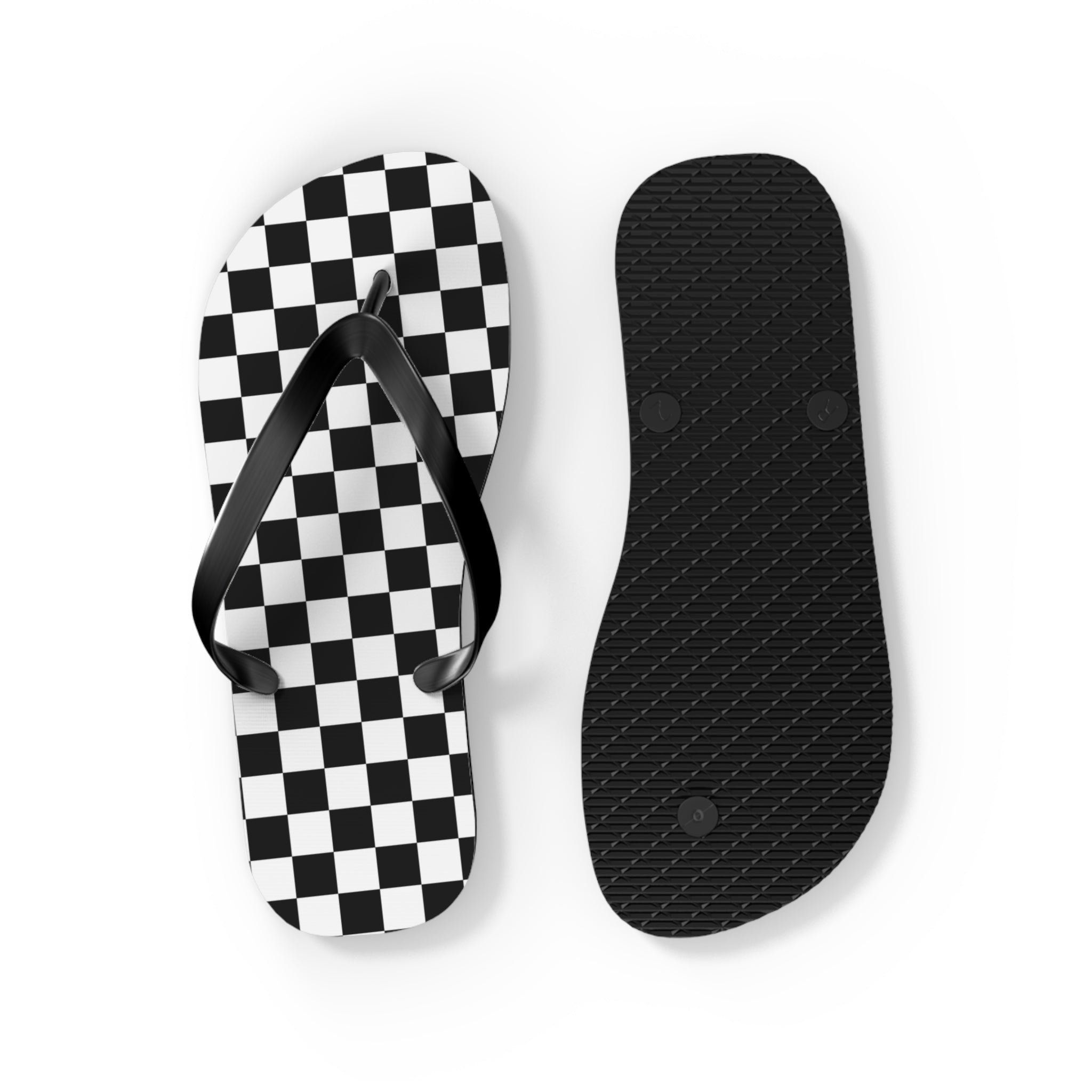 Checkerboard White and Black Flip Flops, Artsulli - Art is Long, Life is Short, Shoes, , , , , , , 