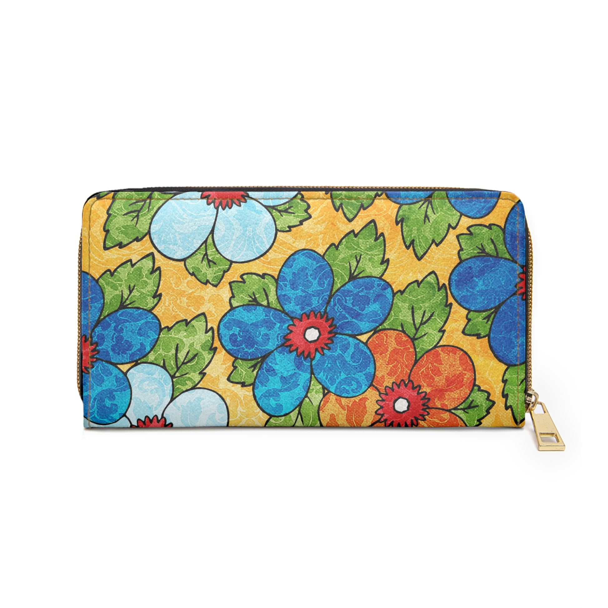 Groovy Yellow Floral Kl II Zipper Wallet, Artsulli - Art is Long, Life is Short, Accessories, , , , , , , 