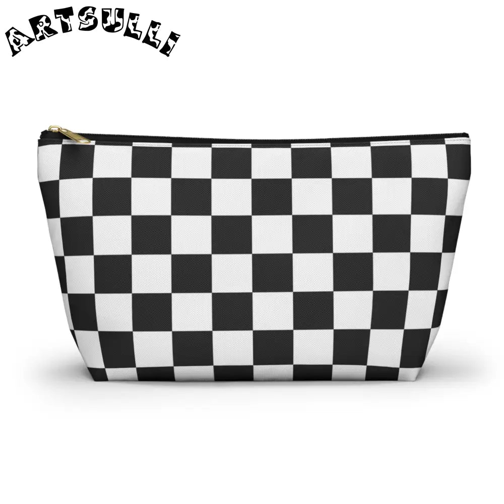 JAKKOUTTHEBXX Checkerboard White and Black Accessory Pouch w