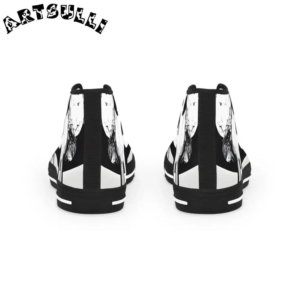 JAKKOUTTHEBXX Black and white patterned high top canvas sneakers