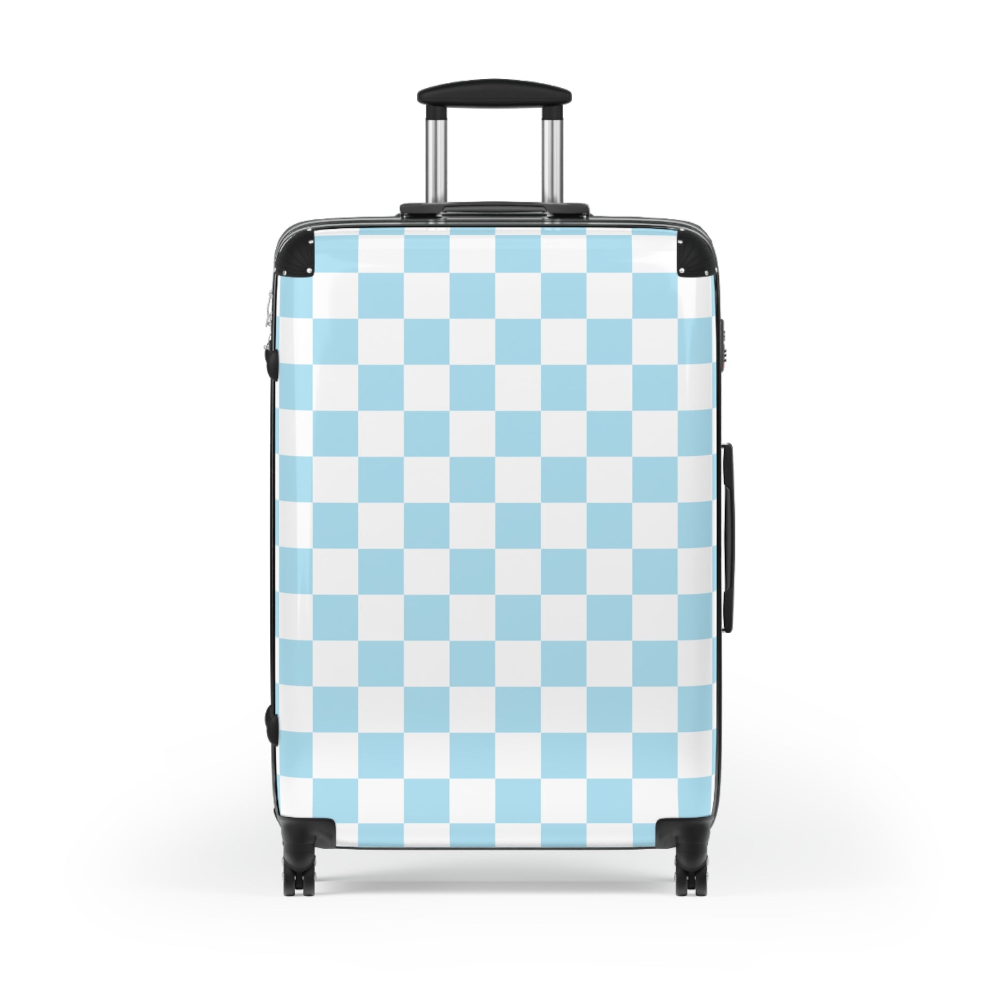 Checkerboard Sky Blue Suitcase, Artsulli - Art is Long, Life is Short, Bags, , , , , , , 