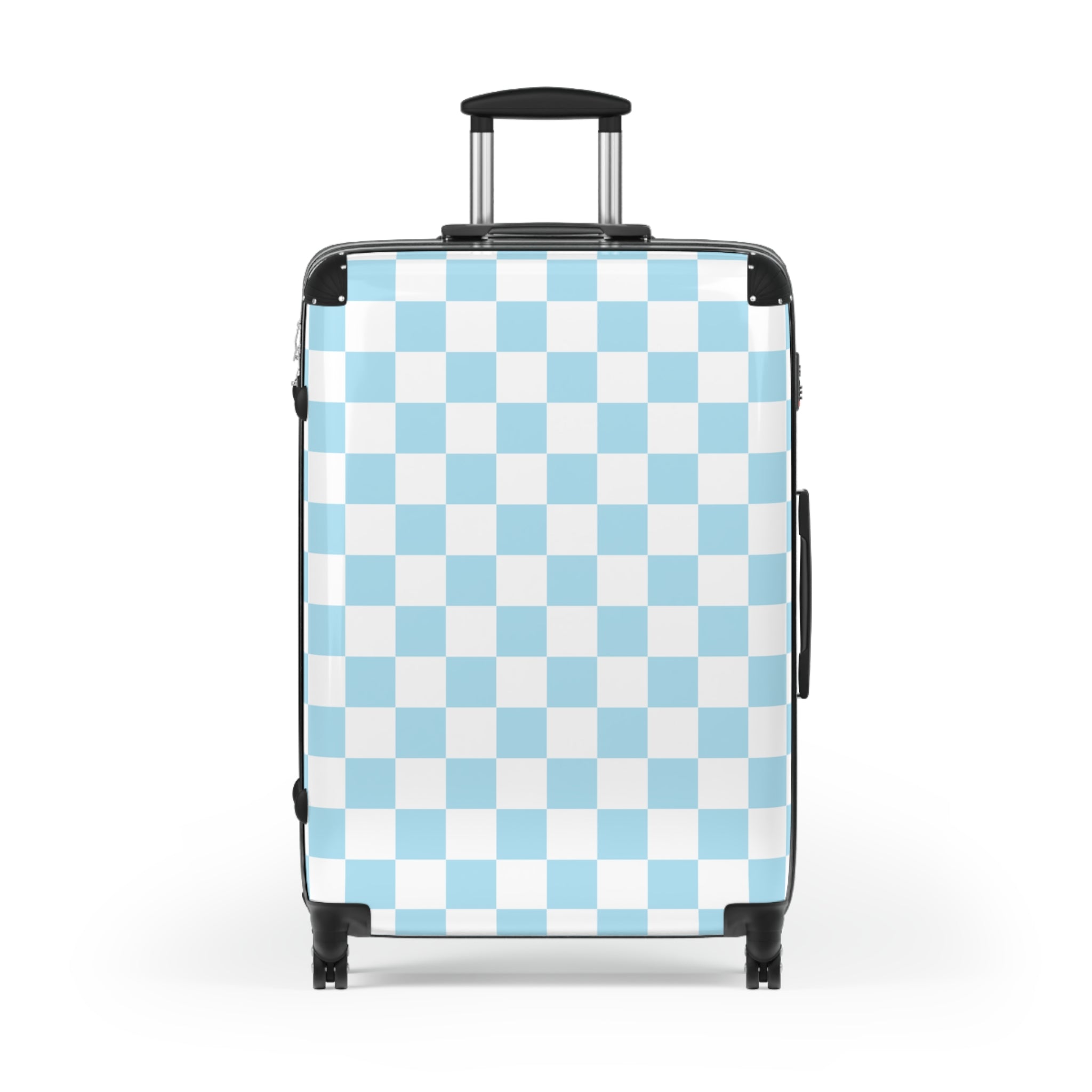 Checkerboard Sky Blue Suitcase, Artsulli - Art is Long, Life is Short, Bags, , , , , , , 