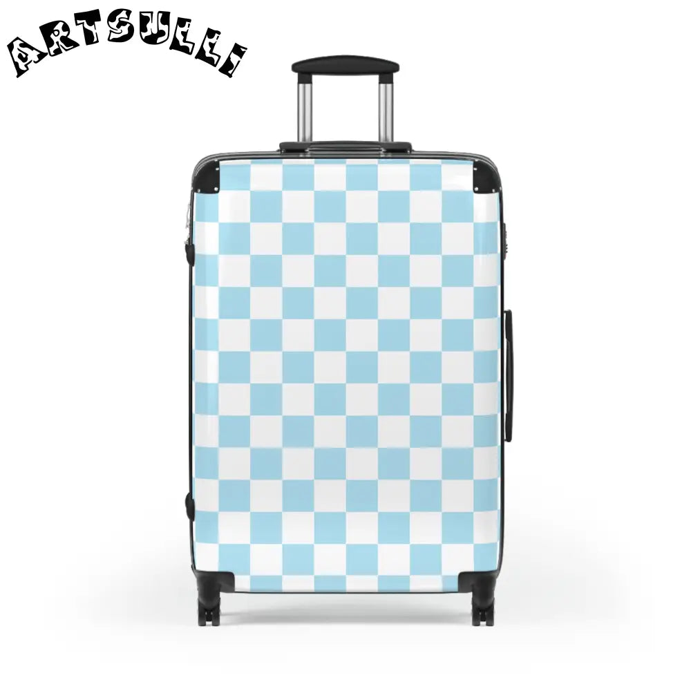 JAKKOUTTHEBXX Checkerboard Sky Blue Suitcase JAKKOUTTHEBXX Artsulli