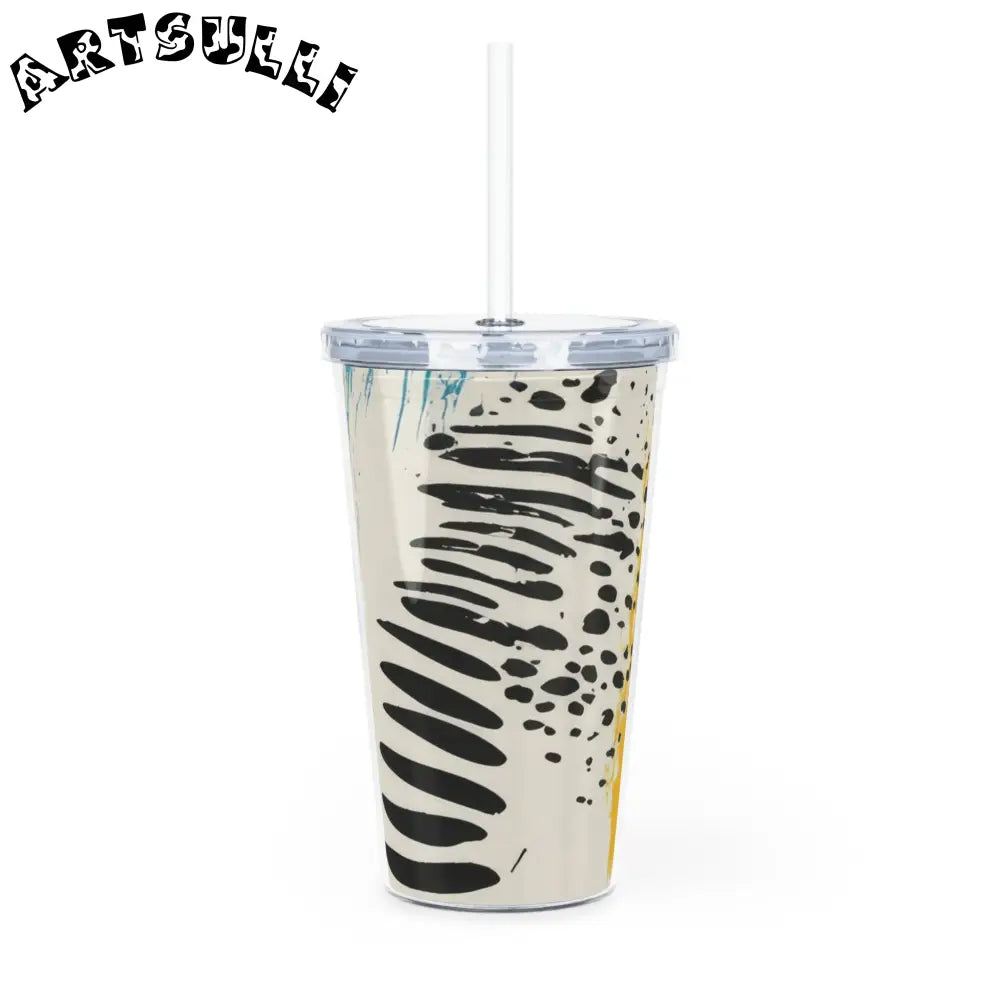 JAKKOUTTHEBXX Rae Zebra Rhapsody Plastic Tumbler with Straw
