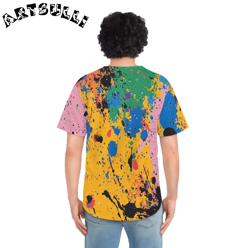 JAKKOUTTHEBXX The Colors Of Paint Splatter Men’s Baseball Jersey