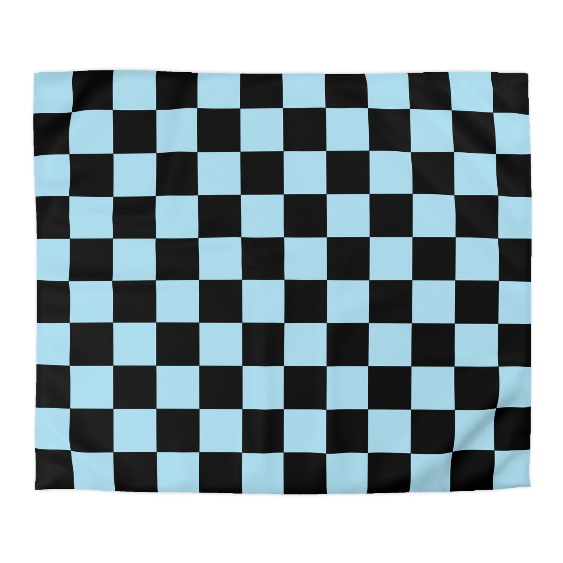 Checkerboard Black and Blue Microfiber Duvet Cover, Artsulli - Art is Long, Life is Short, Home Decor, Size, King, Color, White, , , 60951365472593380599