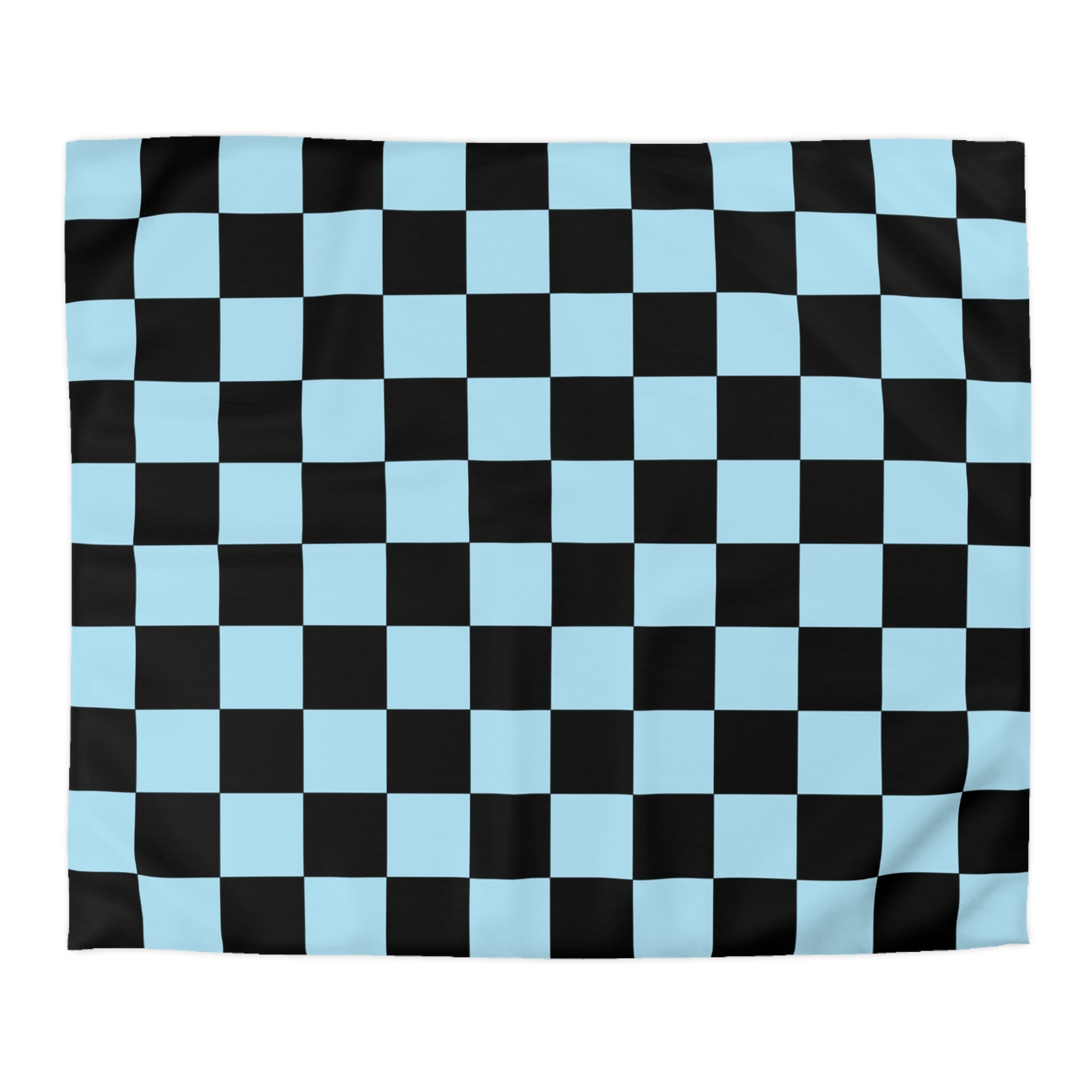 Checkerboard Black and Blue Microfiber Duvet Cover, Artsulli - Art is Long, Life is Short, Home Decor, Size, King, Color, White, , , 60951365472593380599