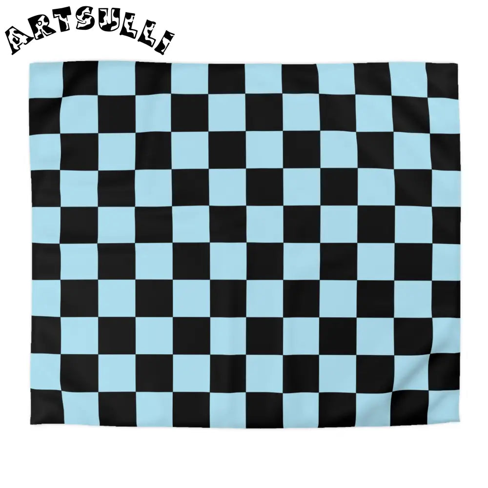 JAKKOUTTHEBXX Checkerboard Black and Blue Microfiber Duvet Cover