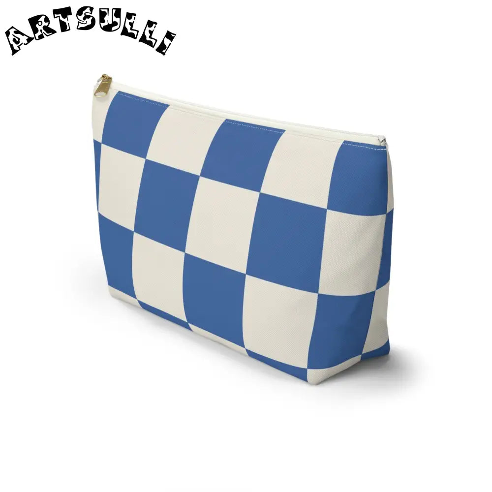 JAKKOUTTHEBXX Checkerboard Blue Accessory Pouch w T-bottom