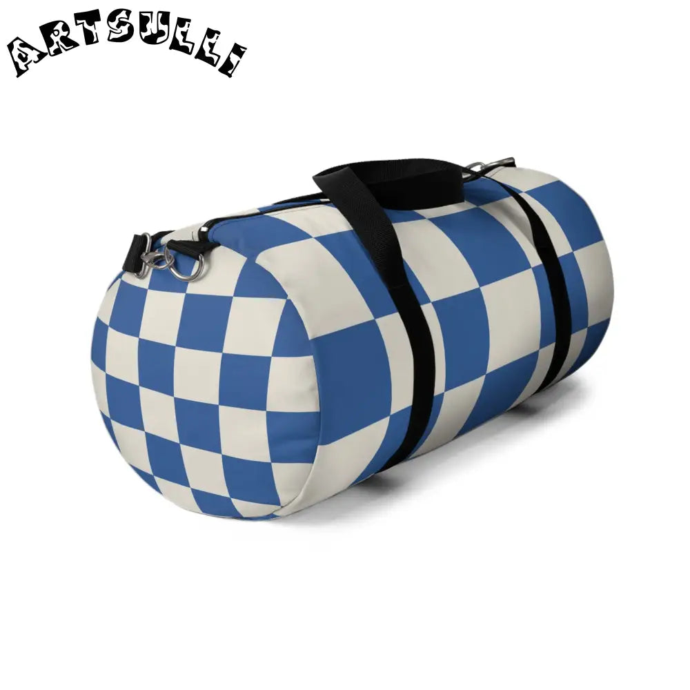 JAKKOUTTHEBXX Checkerboard Blue Duffel Bag JAKKOUTTHEBXX Artsulli