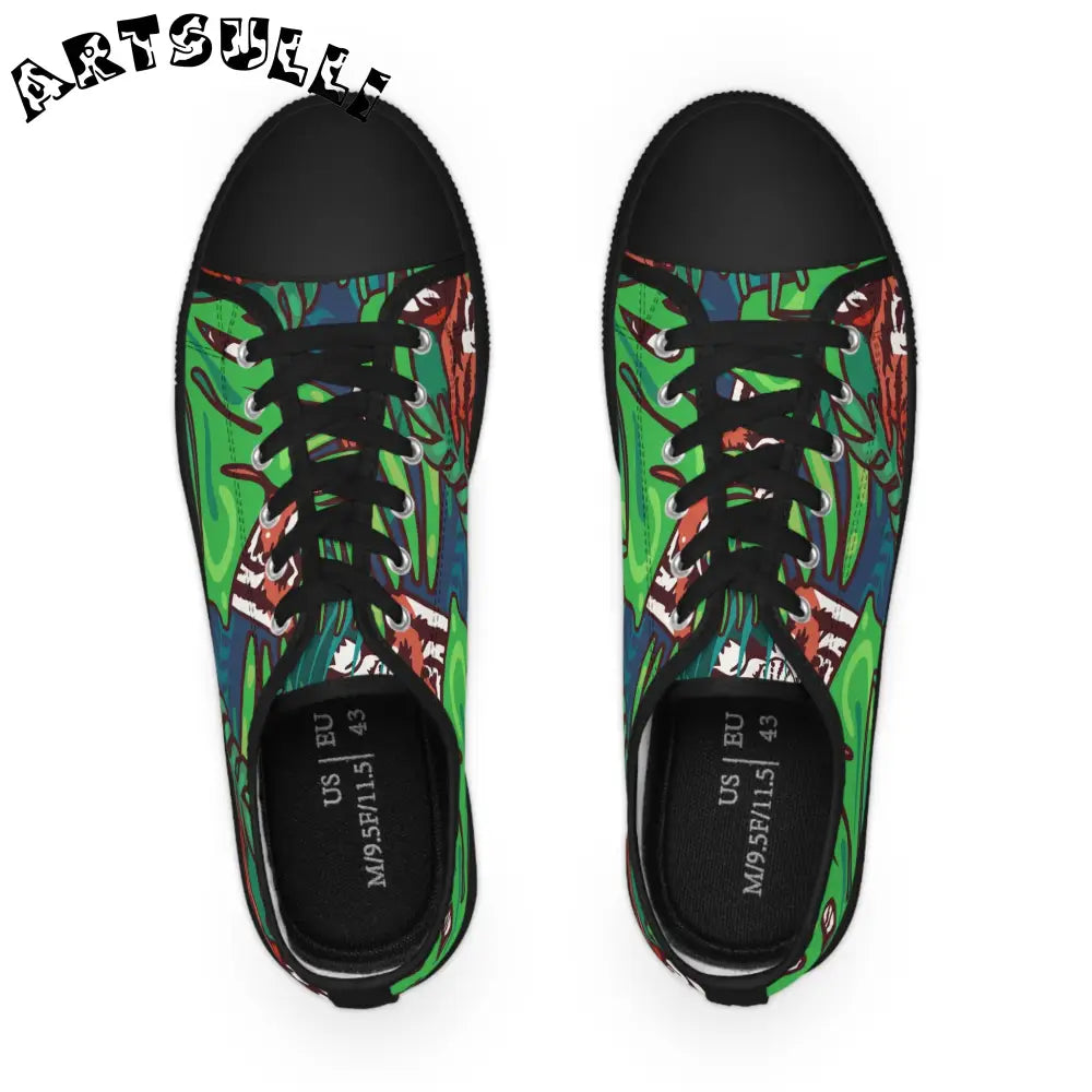 JAKKOUTTHEBXX Tropical Jungle Tigers Green and Blue Men’s Low Top
