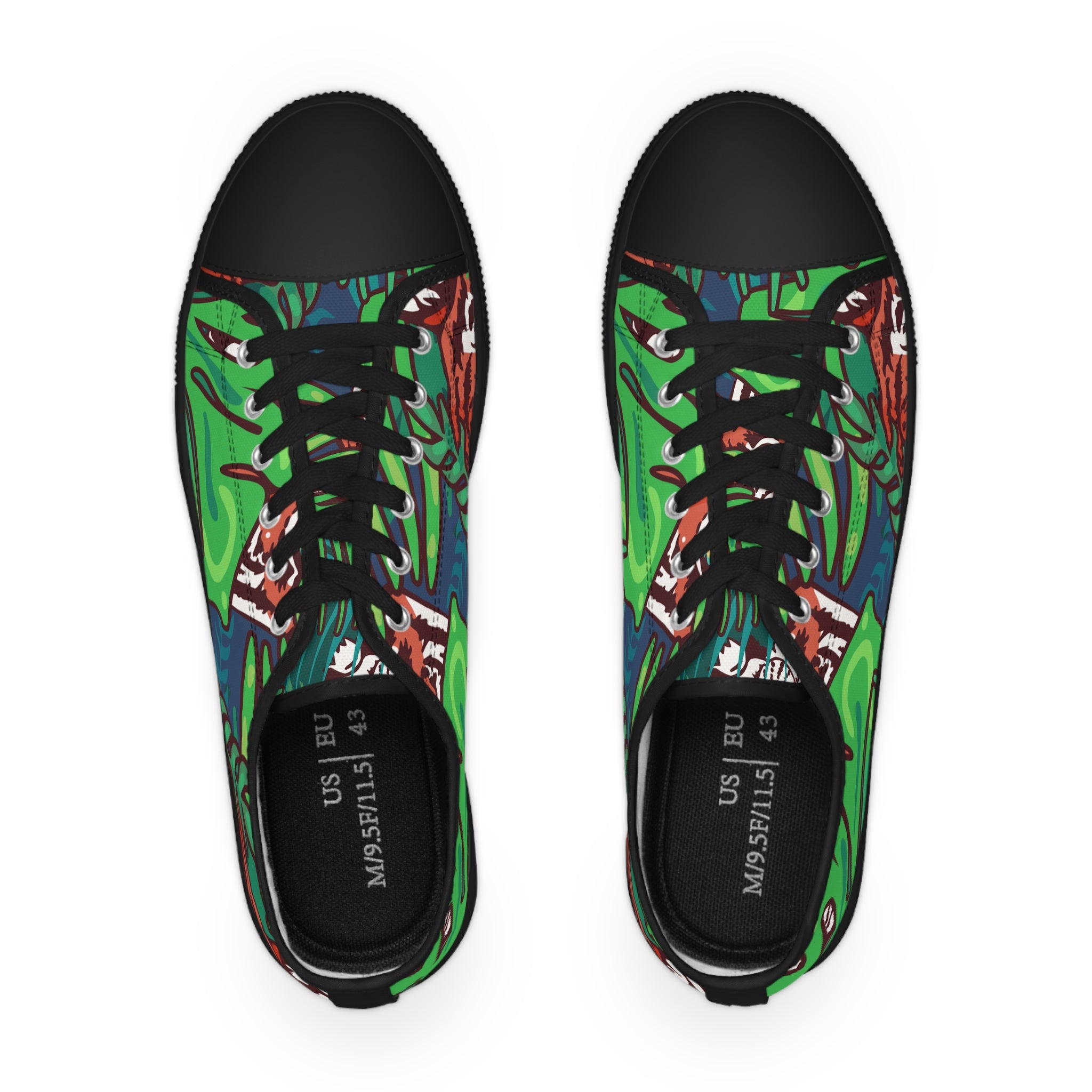 Tropical Jungle Tigers Green and Blue Men's Low Top Sneakers, Artsulli - Art is Long, Life is Short, Shoes, , , , , , , 