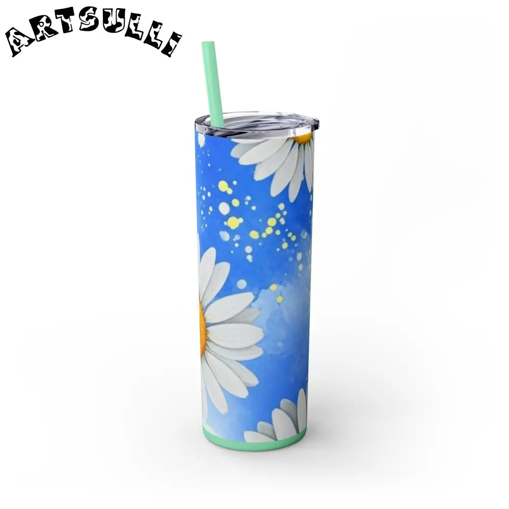 JAKKOUTTHEBXX Daisies Skinny Tumbler with Straw 20oz JAKKOUTTHEBXX