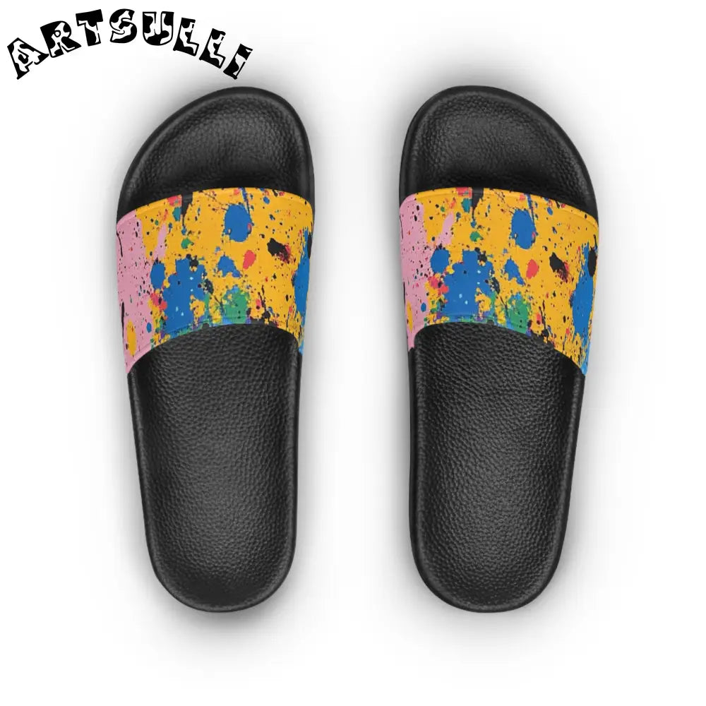 JAKKOUTTHEBXX The Colors Of Paint Splatter Women’s Slide Sandals
