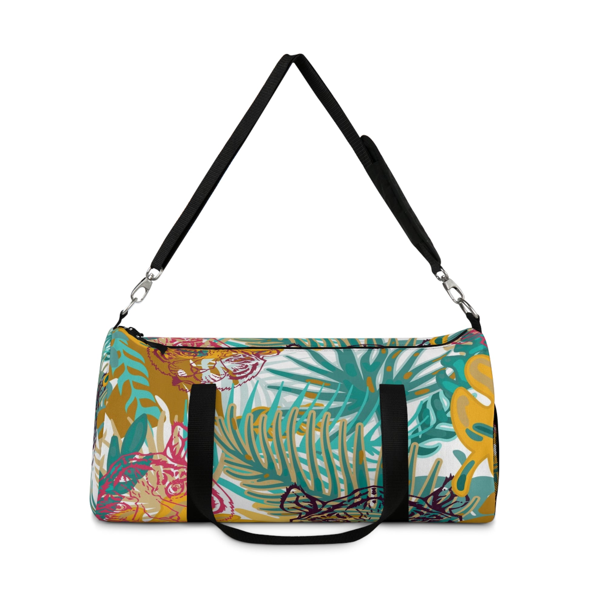 Tropical Jungle Tigers Brown and Green Duffel Bag, Artsulli - Art is Long, Life is Short, Bags, , , , , , , 