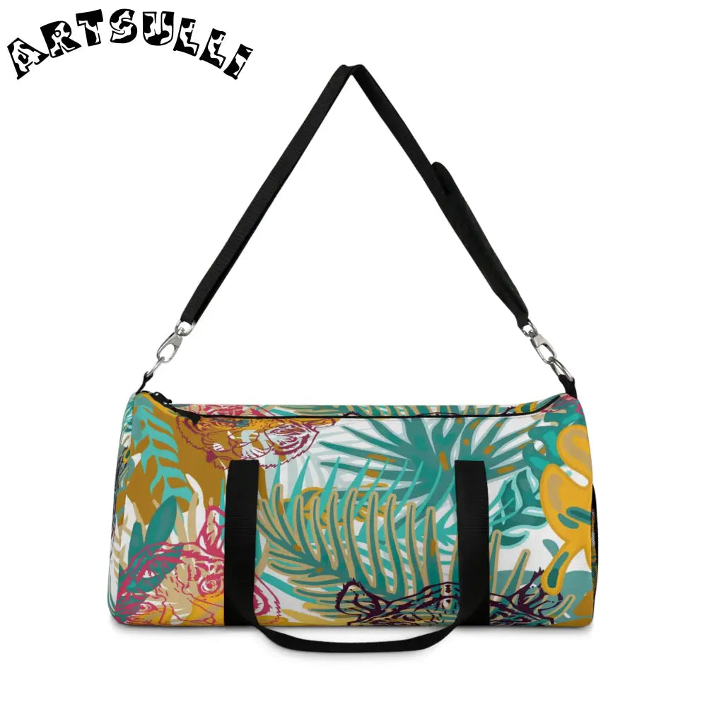 JAKKOUTTHEBXX Tropical Jungle Tigers Brown and Green Duffel Bag