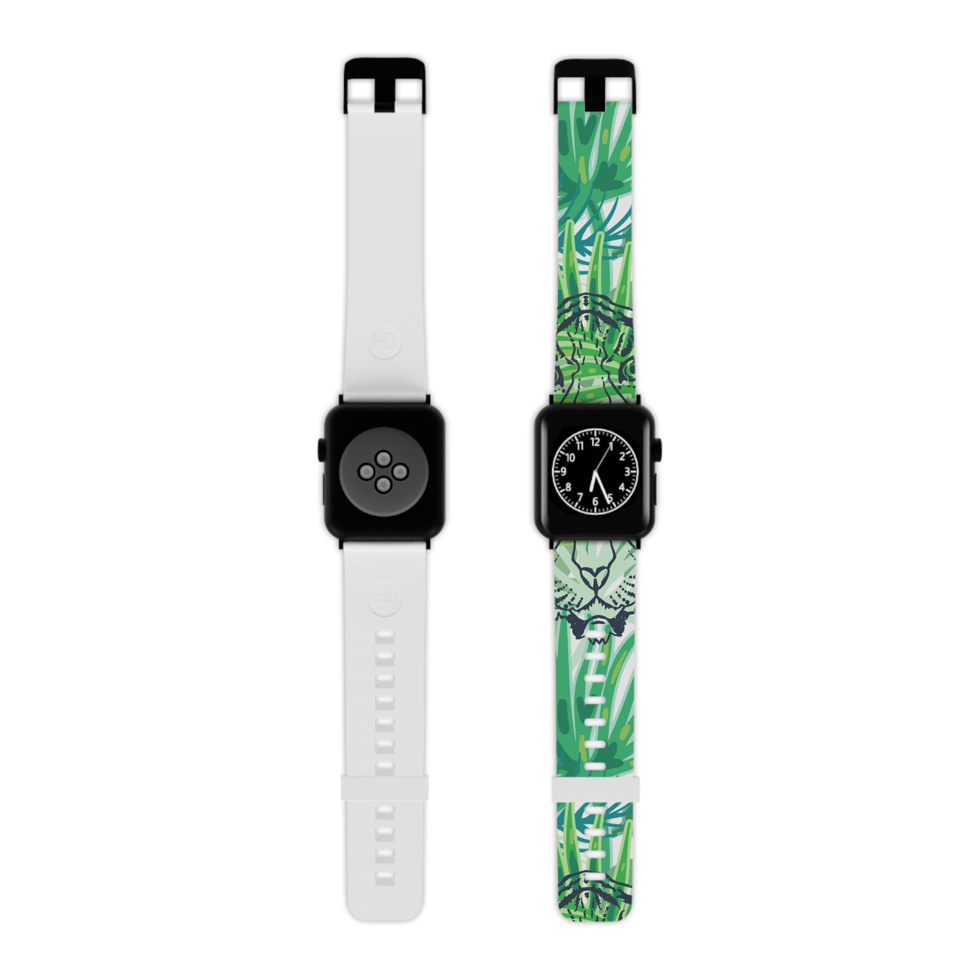 Tropical Jungle Tigers Green Watch Band for Apple Watch, Artsulli - Art is Long, Life is Short, Accessories, Size, 7.5'' × 0.75'' / 42 - 44 mm, Color, Black, , , 14876210360109