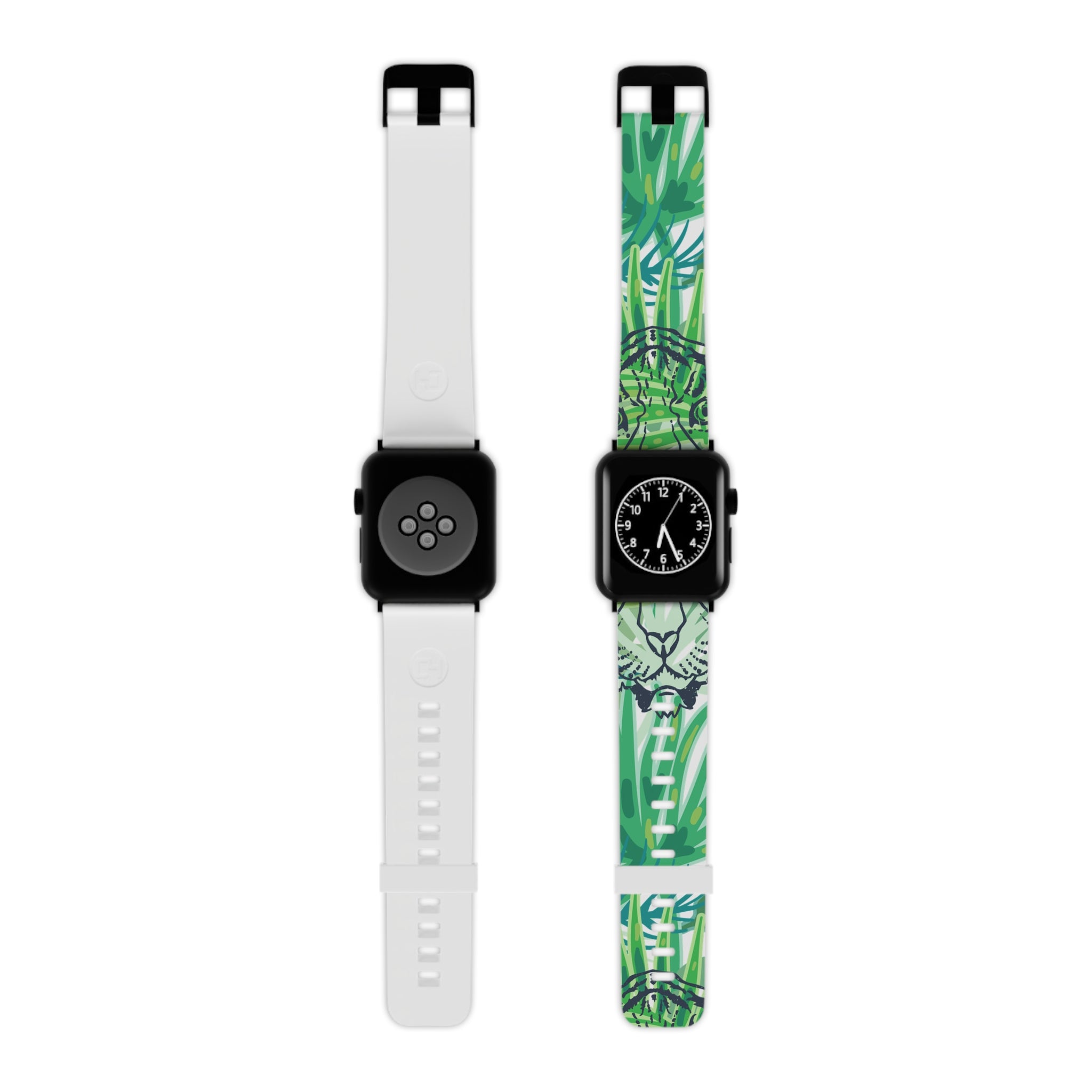 Tropical Jungle Tigers Green Watch Band for Apple Watch, Artsulli - Art is Long, Life is Short, Accessories, Size, 7.5'' × 0.75'' / 42 - 44 mm, Color, Black, , , 14876210360109