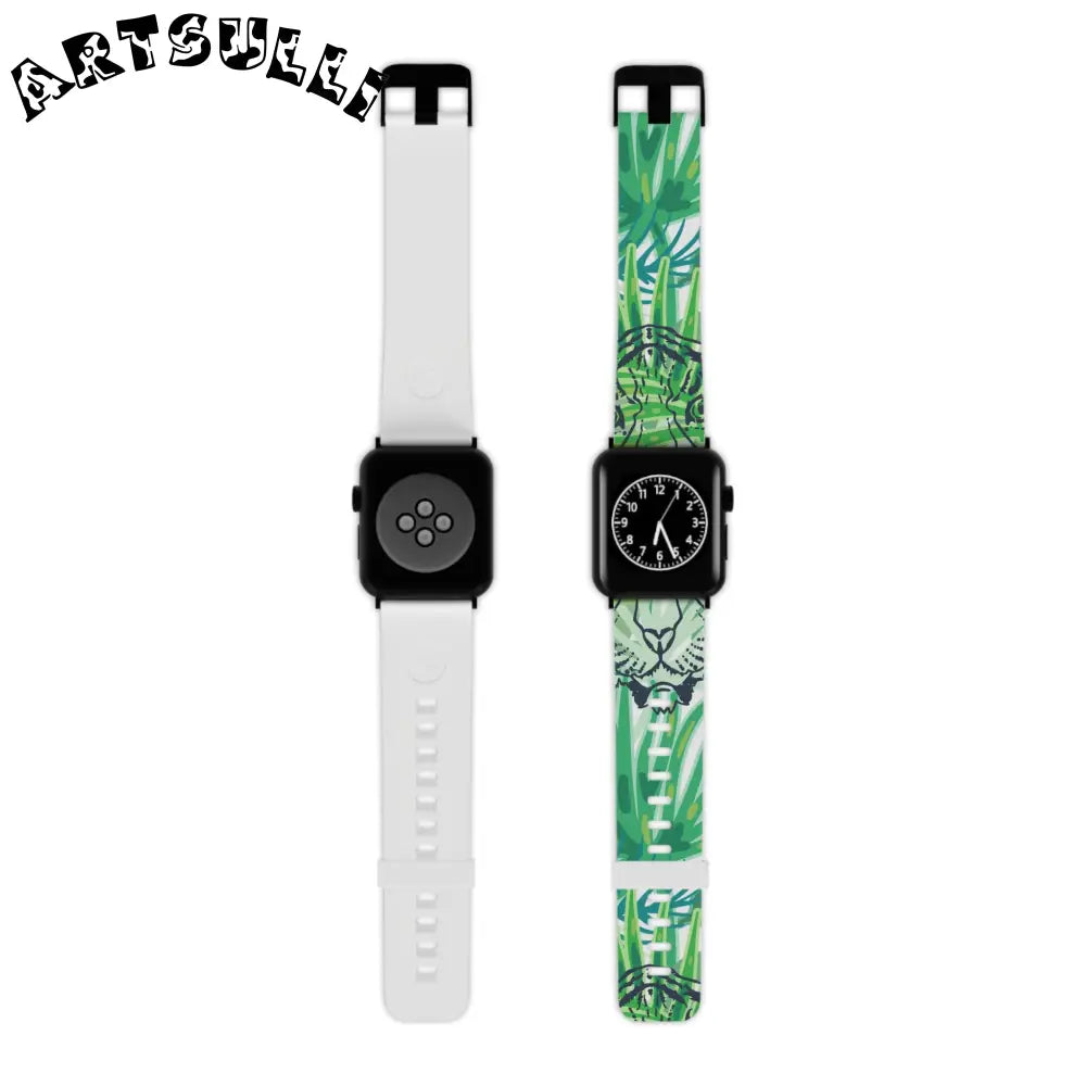JAKKOUTTHEBXX Tropical Jungle Tigers Green Watch Band for Apple
