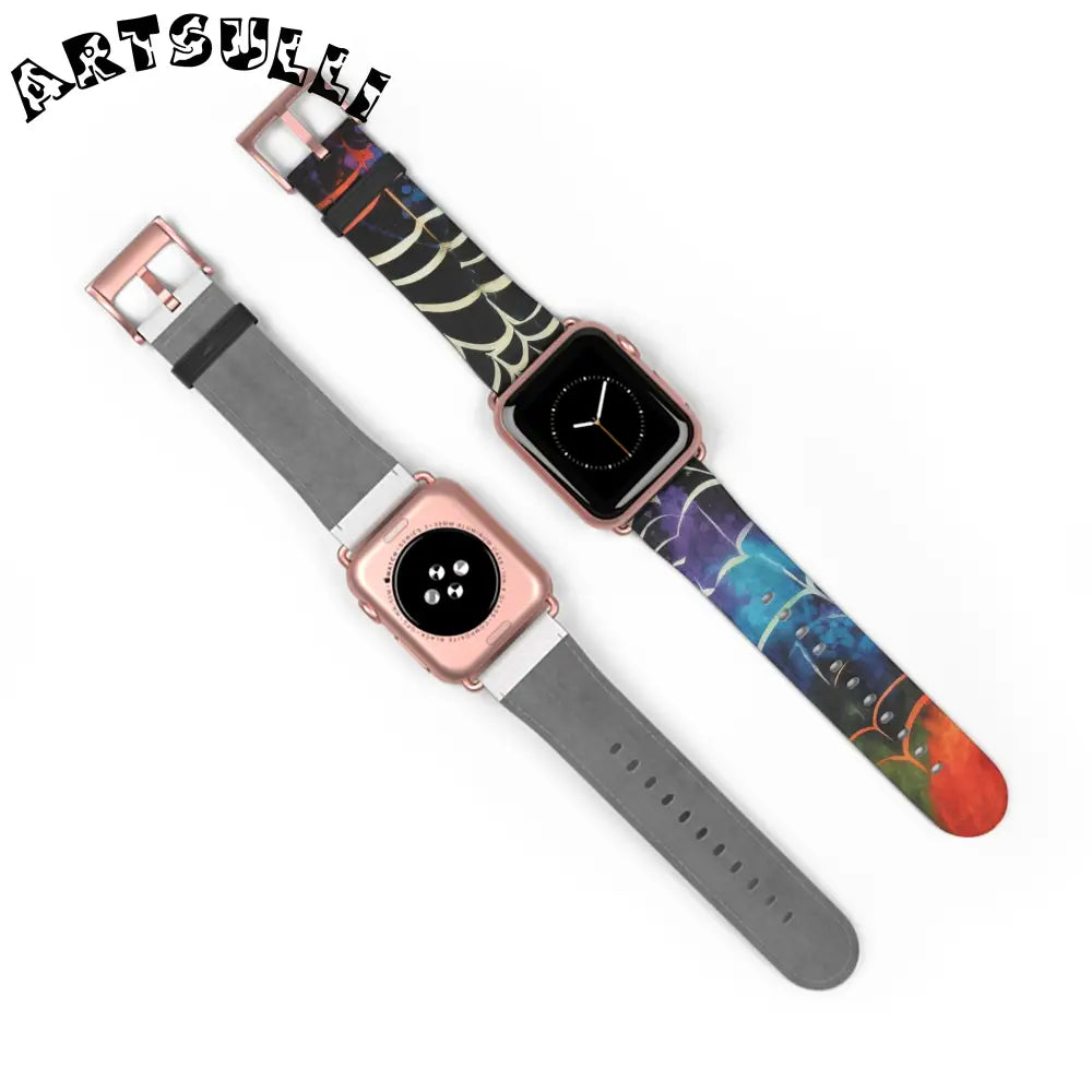 JAKKOUTTHEBXX Colorful Spider Web Faux Leather Watch Band 2025