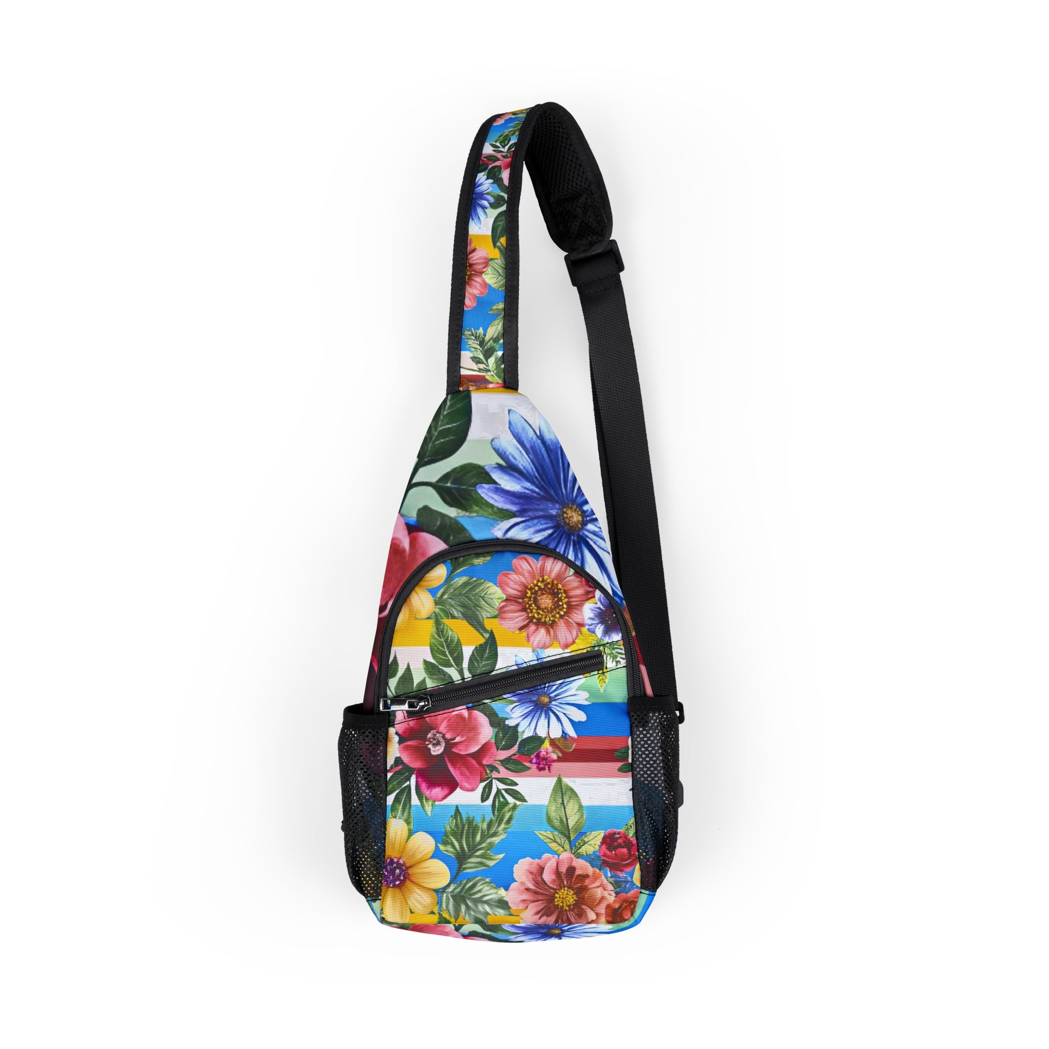 Floral Stripe 4K Chest Bag (AOP), Artsulli - Art is Long, Life is Short, Bags, Size, One size, , , , , 10525961329777494398