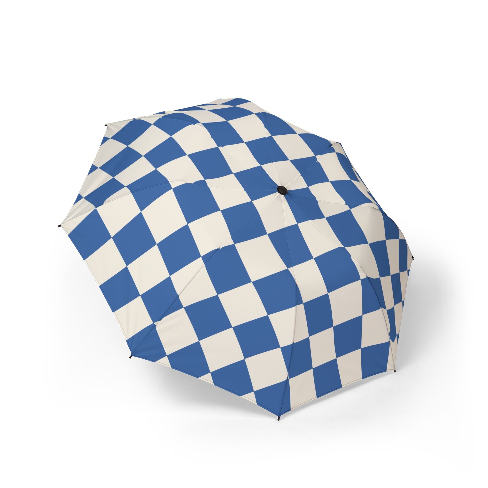 Checkerboard Blue Semi-Automatic Foldable Umbrella, Artsulli - Art is Long, Life is Short, Accessories, Size, One size, , , , , 31040282498281154557