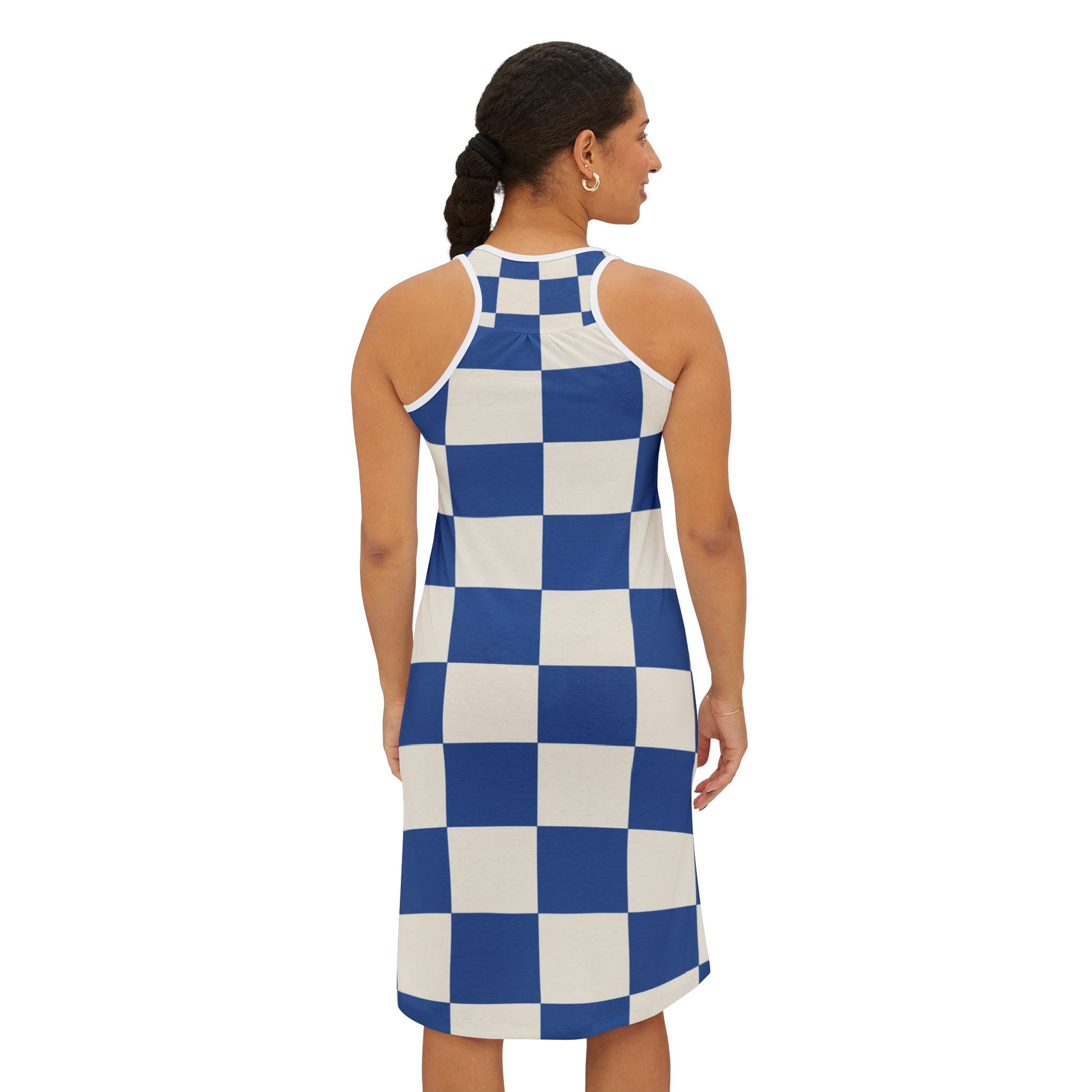 Checkerboard Blue Women's Racerback Dress (AOP), Artsulli - Art is Long, Life is Short, Tank Top, , , , , , , 