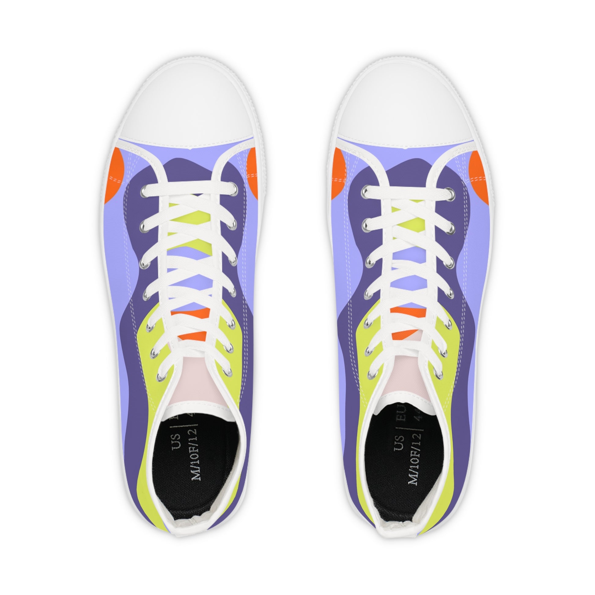 Waves Yellow and Blue Men's High Top Sneakers, Artsulli - Art is Long, Life is Short, Shoes, , , , , , , 