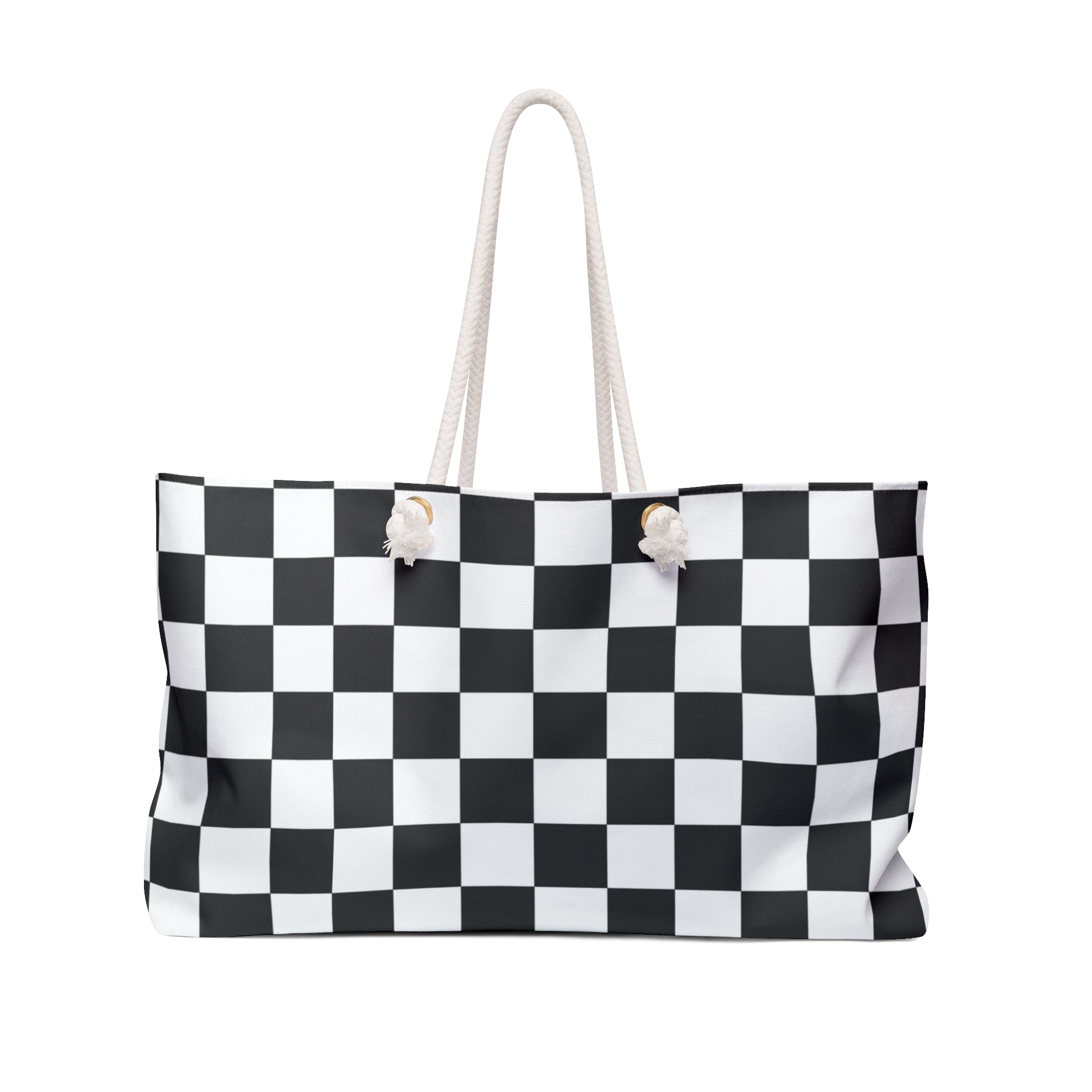 Checkerboard White and Black Weekender Bag, Artsulli - Art is Long, Life is Short, Bags, Size, 24" × 13", , , , , 15602336280790279514