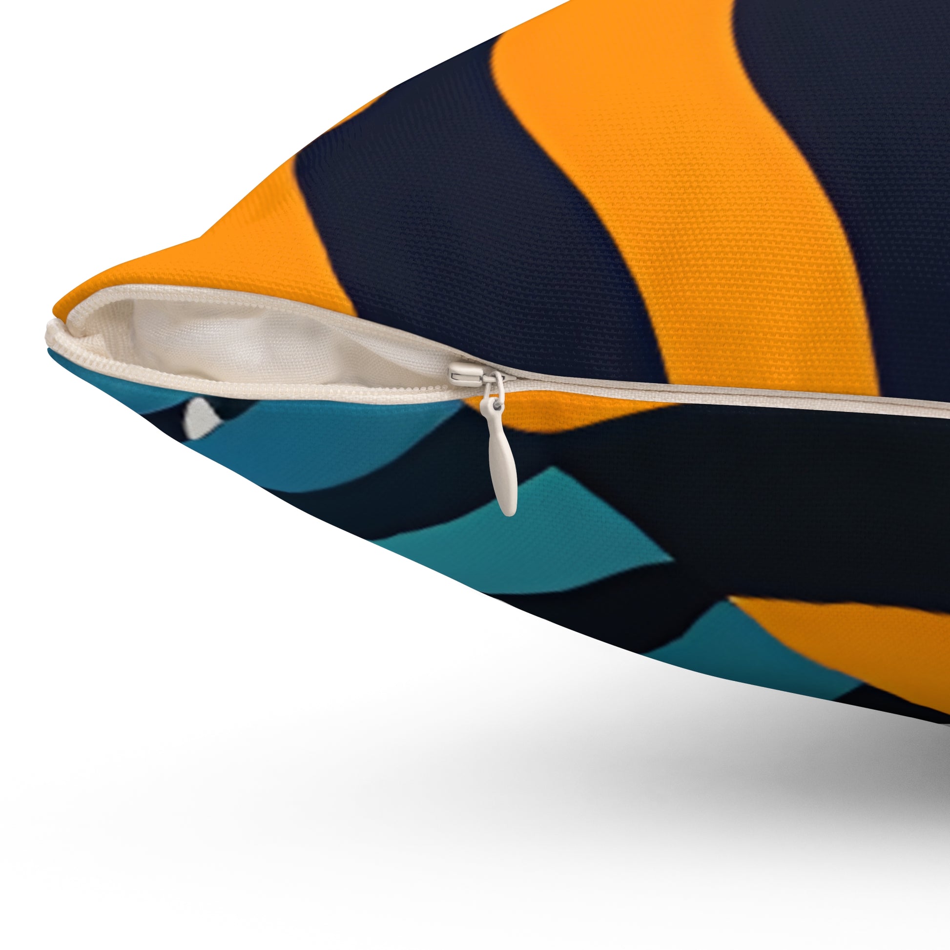 Palm Leaves x Tiger Stripes Orange and Blue Spun Polyester Square Pillow, Artsulli - Art is Long, Life is Short, Home Decor, , , , , , , 
