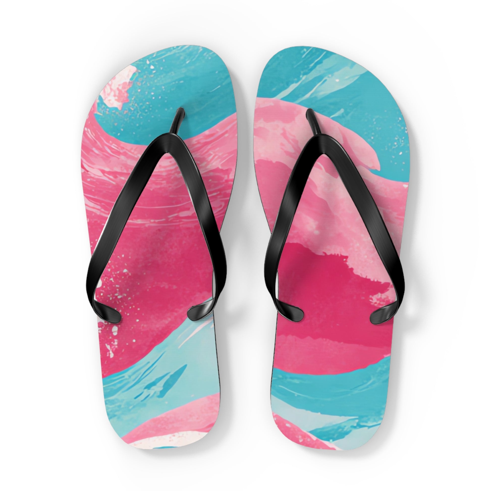 The Great Pastelwave Pink and Blue Flip Flops, Artsulli - Art is Long, Life is Short, Shoes, Size, XL, Color, Black sole, , , 22650495016287056838