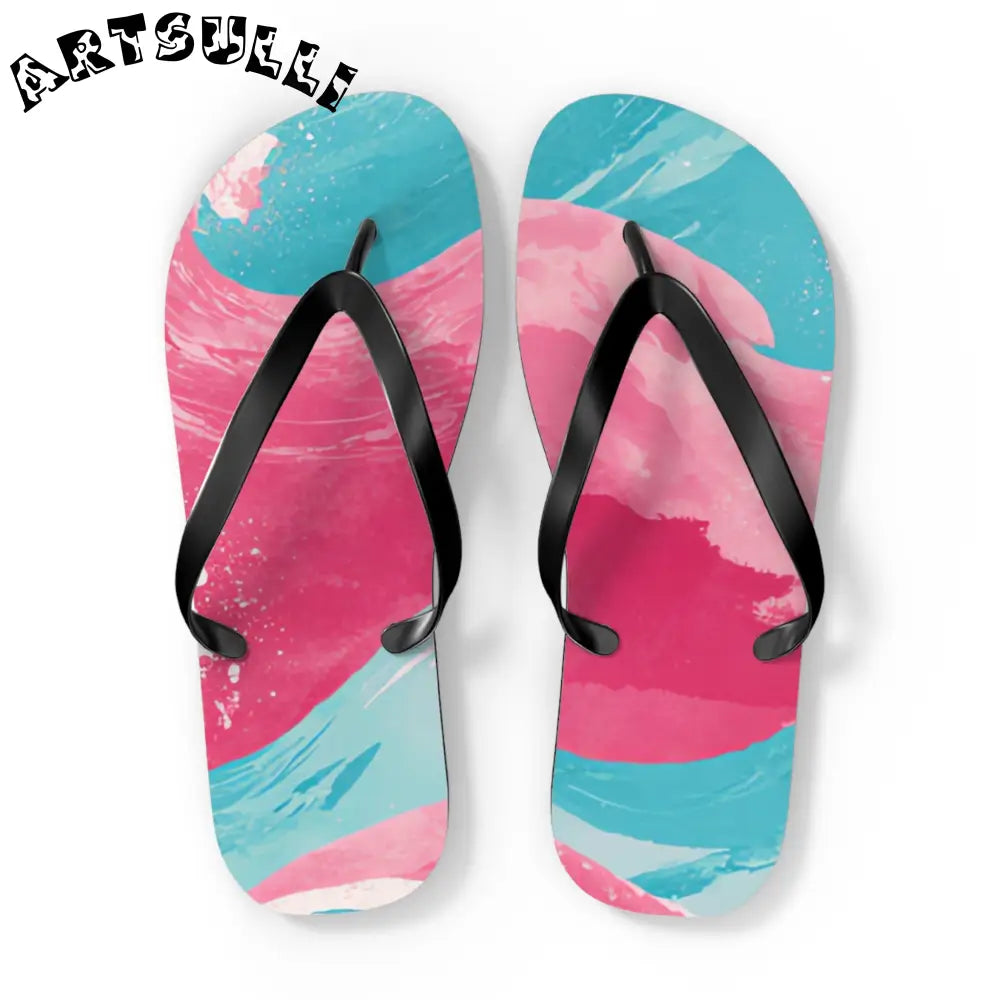 JAKKOUTTHEBXX The Great Pastelwave Pink and Blue Flip Flops
