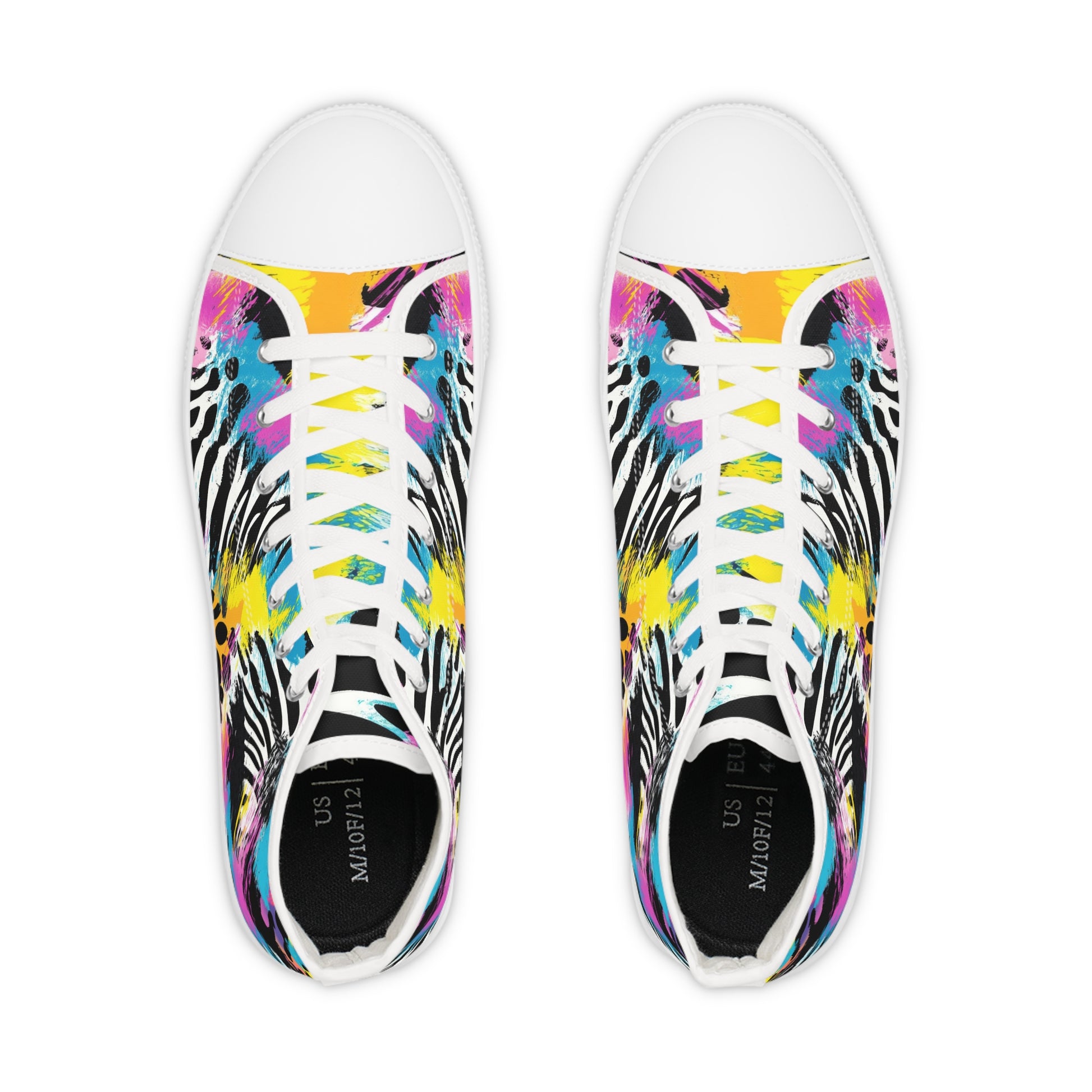 Zebra Stripes x Leopard Print x Paint Splatter Multi-Color Men's High Top Sneakers, Artsulli - Art is Long, Life is Short, Shoes, , , , , , , 