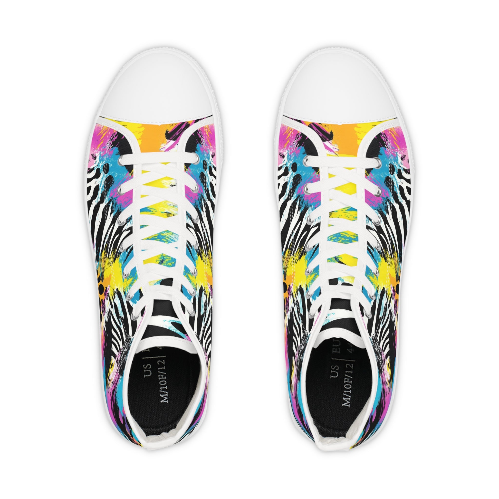 Zebra Stripes x Leopard Print x Paint Splatter Multi-Color Men's High Top Sneakers, Artsulli - Art is Long, Life is Short, Shoes, , , , , , , 