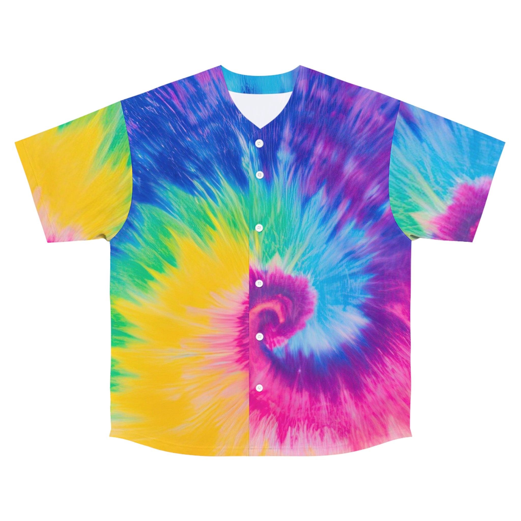 Psychedelic Tie Dye Men's Baseball Jersey (AOP), Artsulli - Art is Long, Life is Short, All Over Prints, Size, S, Color, Seam thread color automatically matched to design, , , 20608860047831918010