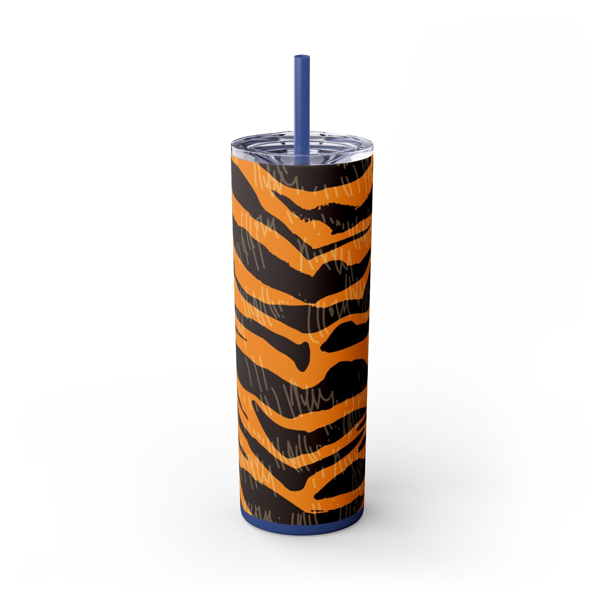 Tiger Scratches Orange & Black Skinny Tumbler with Straw, 20oz, Artsulli - Art is Long, Life is Short, Mug, , , , , , , 