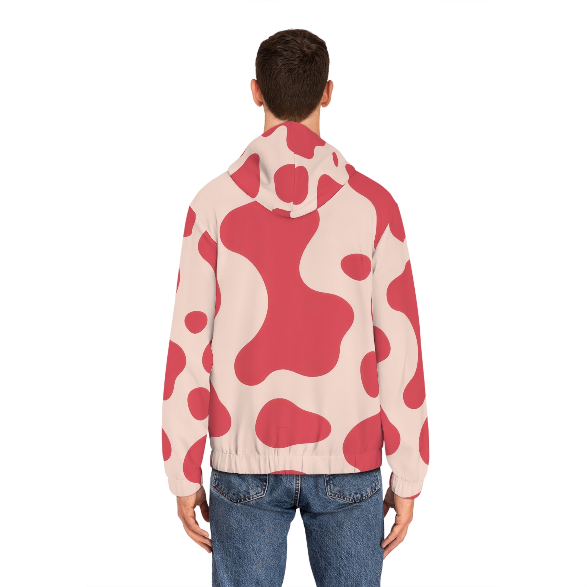 Red Jungle Cow Men's Full-Zip Hoodie (AOP), Artsulli - Art is Long, Life is Short, All Over Prints, , , , , , , 