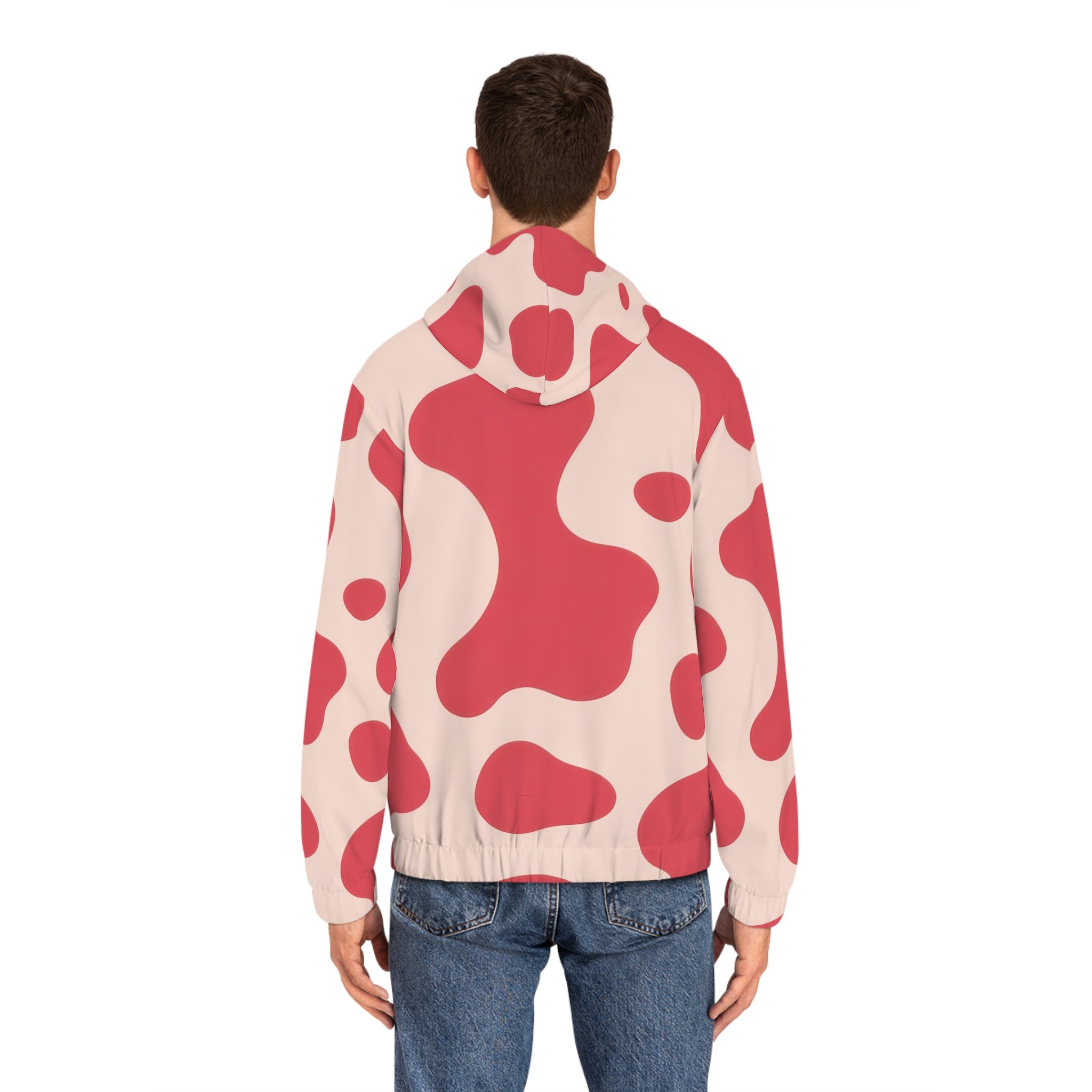Red Jungle Cow Men's Full-Zip Hoodie (AOP), Artsulli - Art is Long, Life is Short, All Over Prints, , , , , , , 