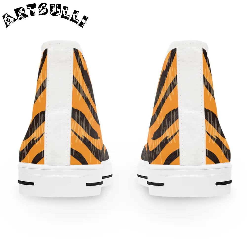 JAKKOUTTHEBXX Tiger Scratches Orange and Black Women’s High Top