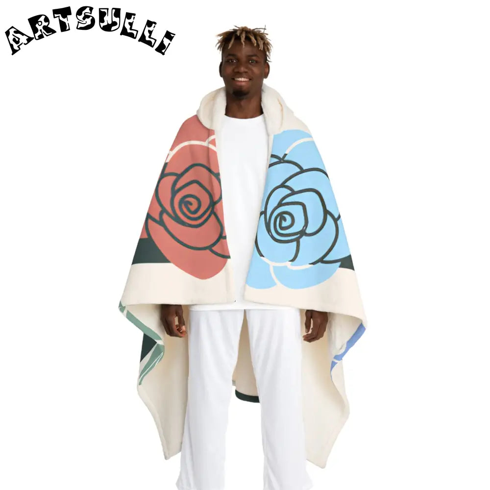 JAKKOUTTHEBXX Stripes x Roses Black and White Hooded Sherpa Fleece
