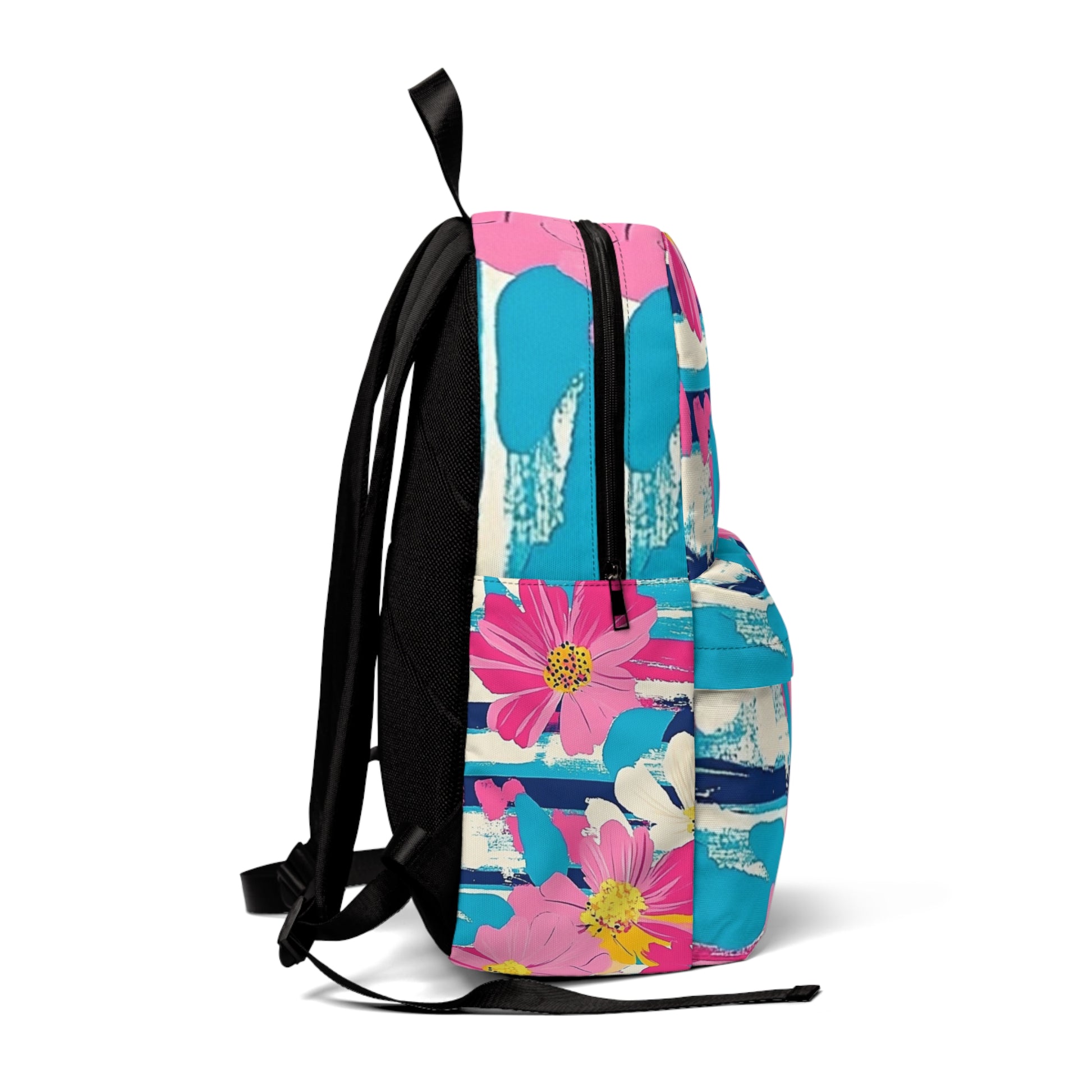 Dayglo Floral Stripes Unisex Classic Backpack, Artsulli - Art is Long, Life is Short, Bags, , , , , , , 