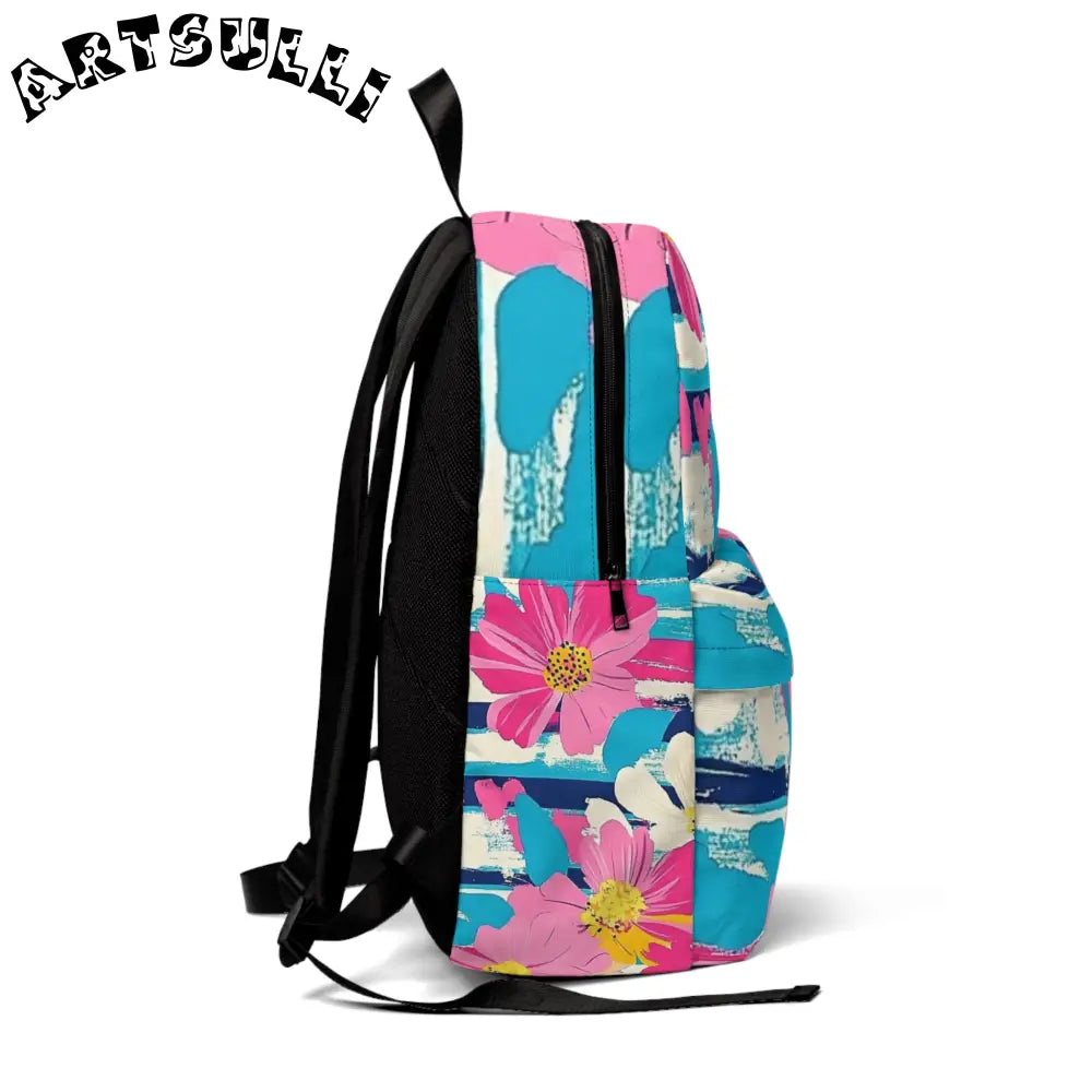JAKKOUTTHEBXX Muted Pastel Floral and Stripe Waterproof Backpack 2025