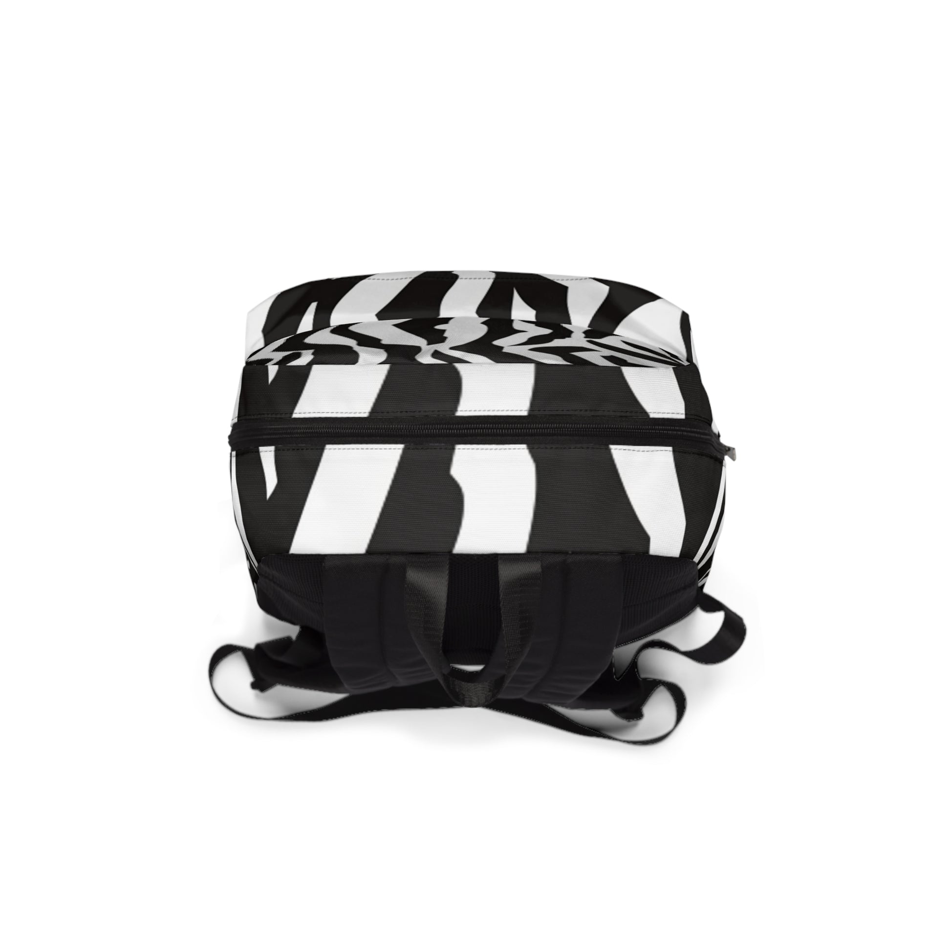 Black  White Drag Zebra Fabric Unisex Classic Backpack, Artsulli - Art is Long, Life is Short, Bags, , , , , , , 