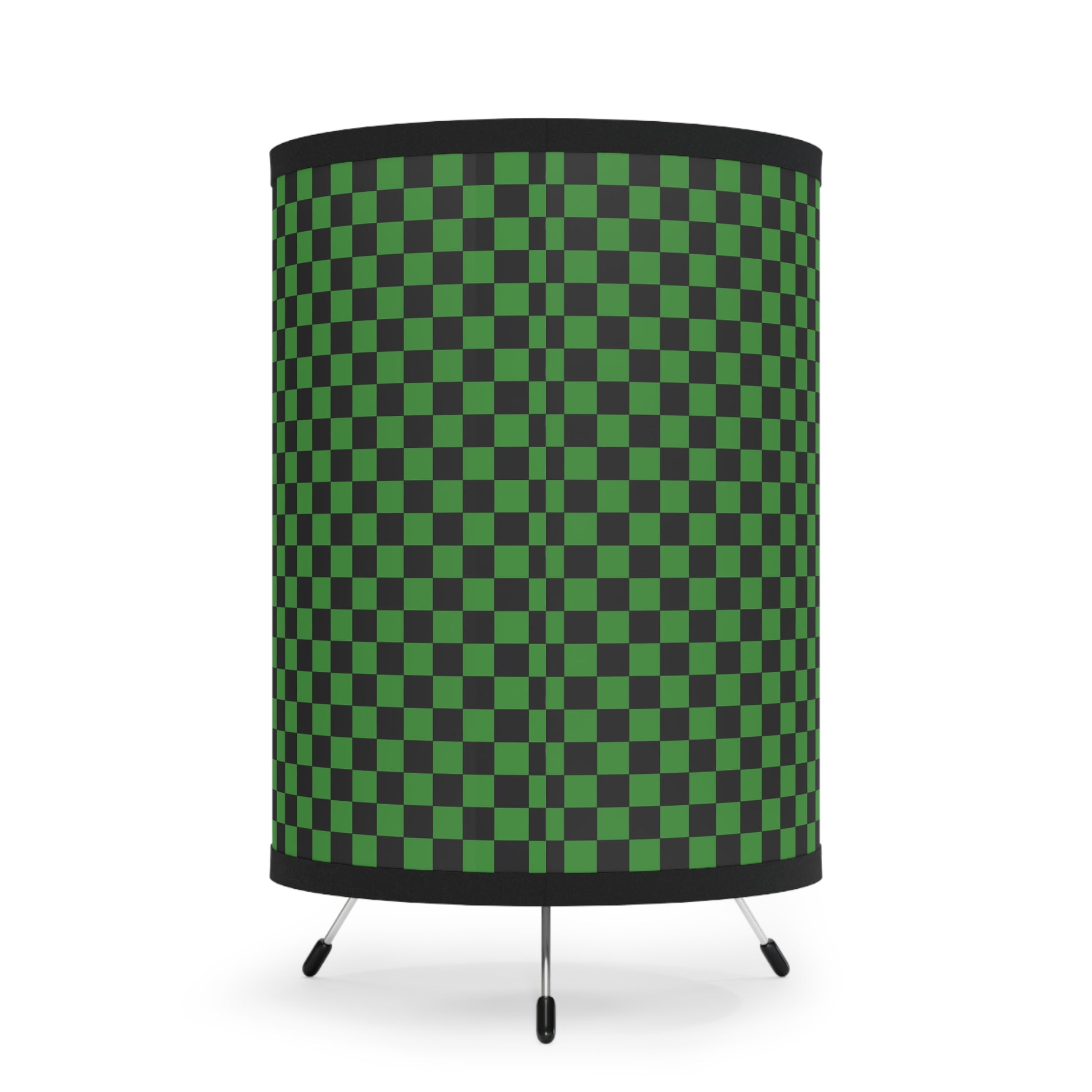 Checkerboard Green and Black Tripod Lamp with High-Res Printed Shade, US\CA plug, Artsulli - Art is Long, Life is Short, Home Decor, , , , , , , 